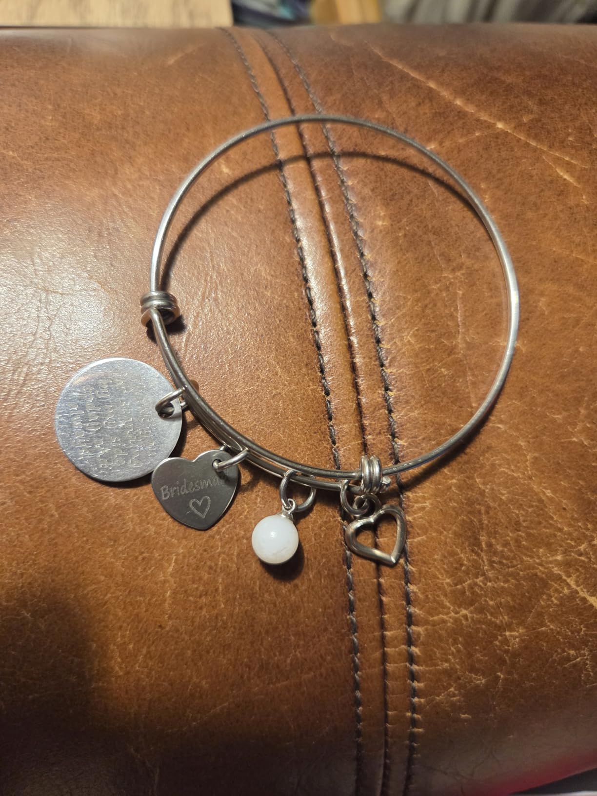 Dabihu Bridesmaid Gifts Adjustable Bracelet Thank You Bangle customer photo 2