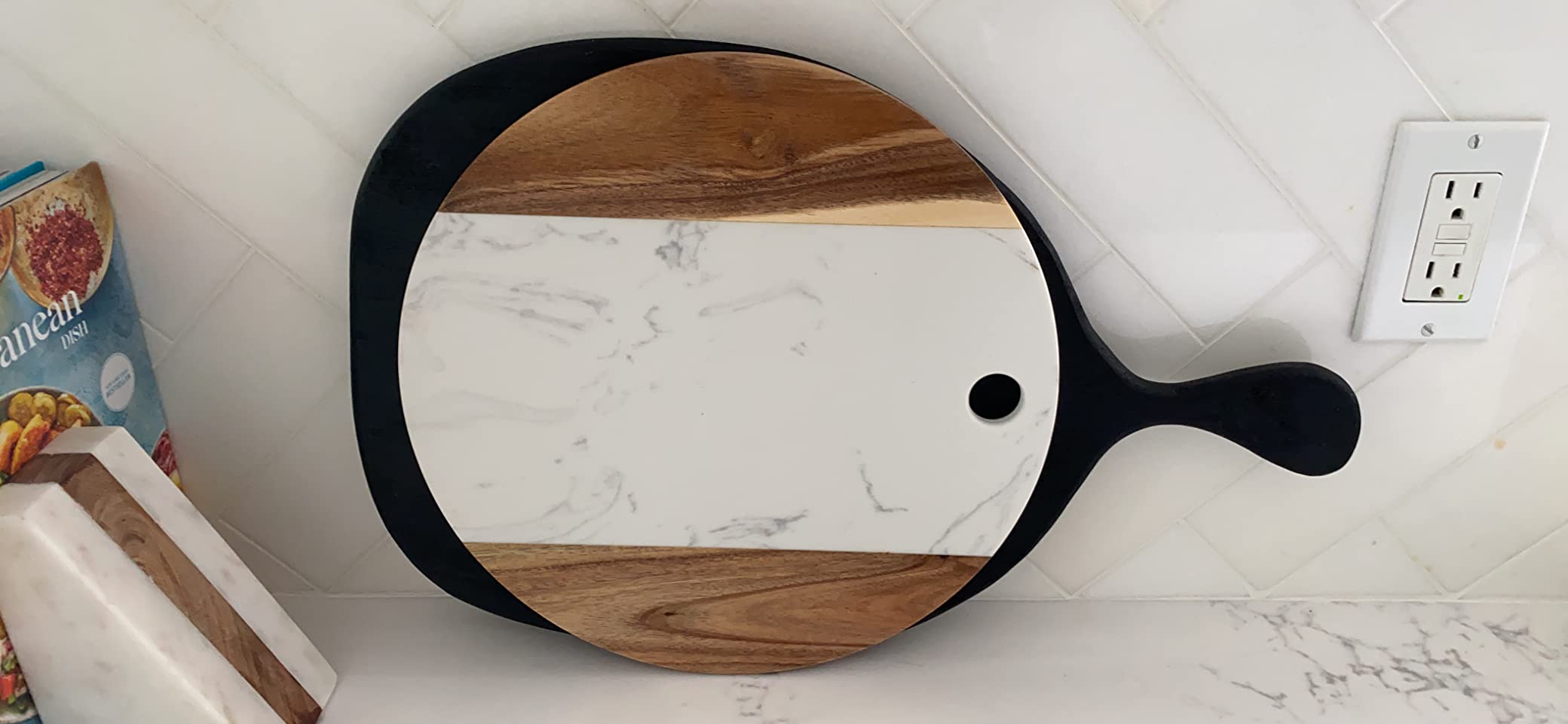 Marble Cheese Board with Acacia Accent 12