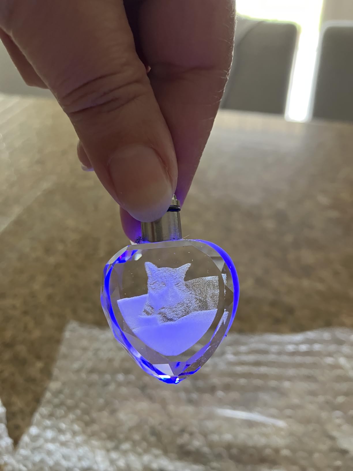 HAN'S LASER Personalized 3D Crystal Photo Cube, Custom Picture Gift for Birthday, Wedding Memorial, Valentine's Day, Couples Gift for Women, Wife, Husband, Men - Small Portrait customer photo 1