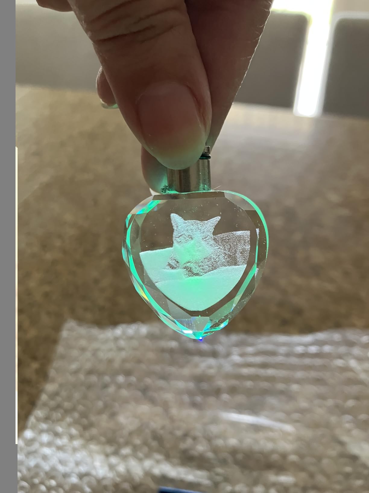 HAN'S LASER Personalized 3D Crystal Photo Cube, Custom Picture Gift for Birthday, Wedding Memorial, Valentine's Day, Couples Gift for Women, Wife, Husband, Men - Small Portrait customer photo 2