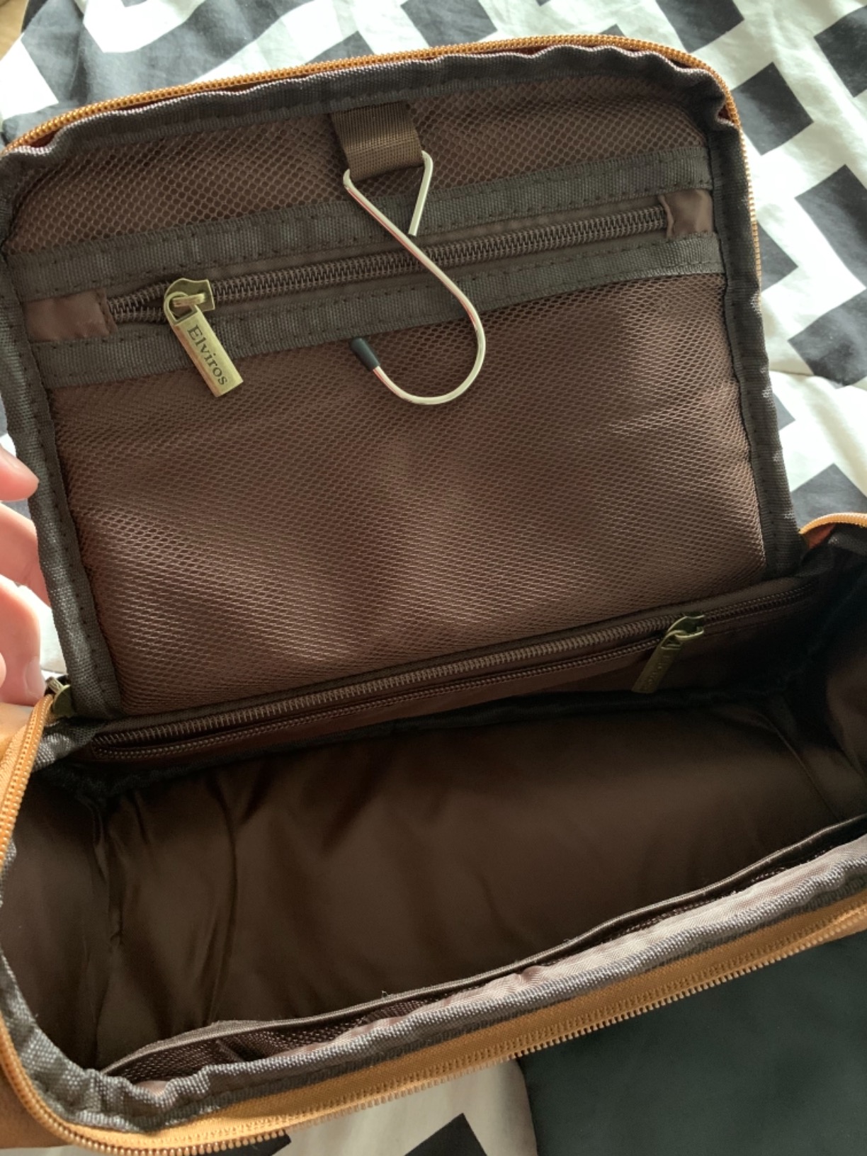 Elviros Toiletry Bag for Men PU Leather Shaving Dopp Kit (Dark Brown) | Water-Resistant Travel Organizer with Hanging Hook for Toiletries, Shaving Tools, Grooming Items, and Men's Gifts customer photo 1