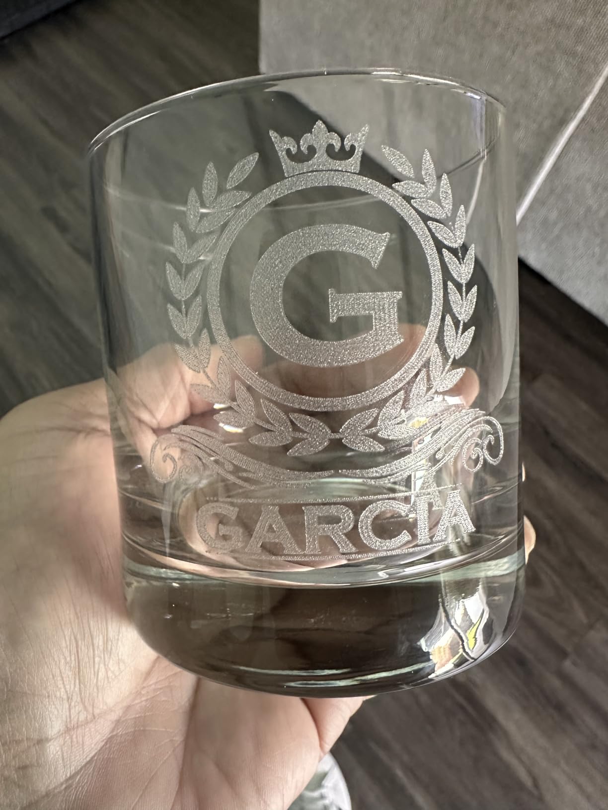 Personalized Whiskey Glass, Engraved Monogram Rocks Cocktail Glass, 10.25 oz Custom Bourbon Gift For Men customer photo 1