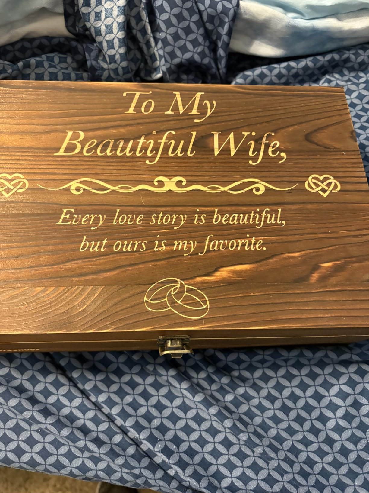 GreenCor Anniversary for Wife Engraved Wooden Gift Set 'To My Beautiful Wife' Includes Crystal Engraved Heart 24K Gold Dipped Rose for Birthday Gifts customer photo 2