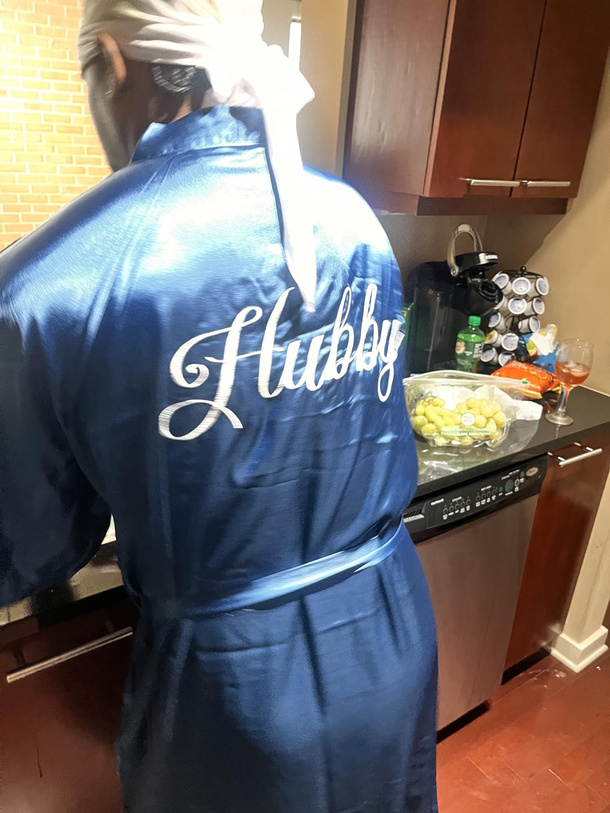 AW BRIDAL 2Pcs His and Hers Silk Robes, Mr and Mrs Matching Robe for Couples, Wedding Engagement Gifts for Bride Groom customer photo 2