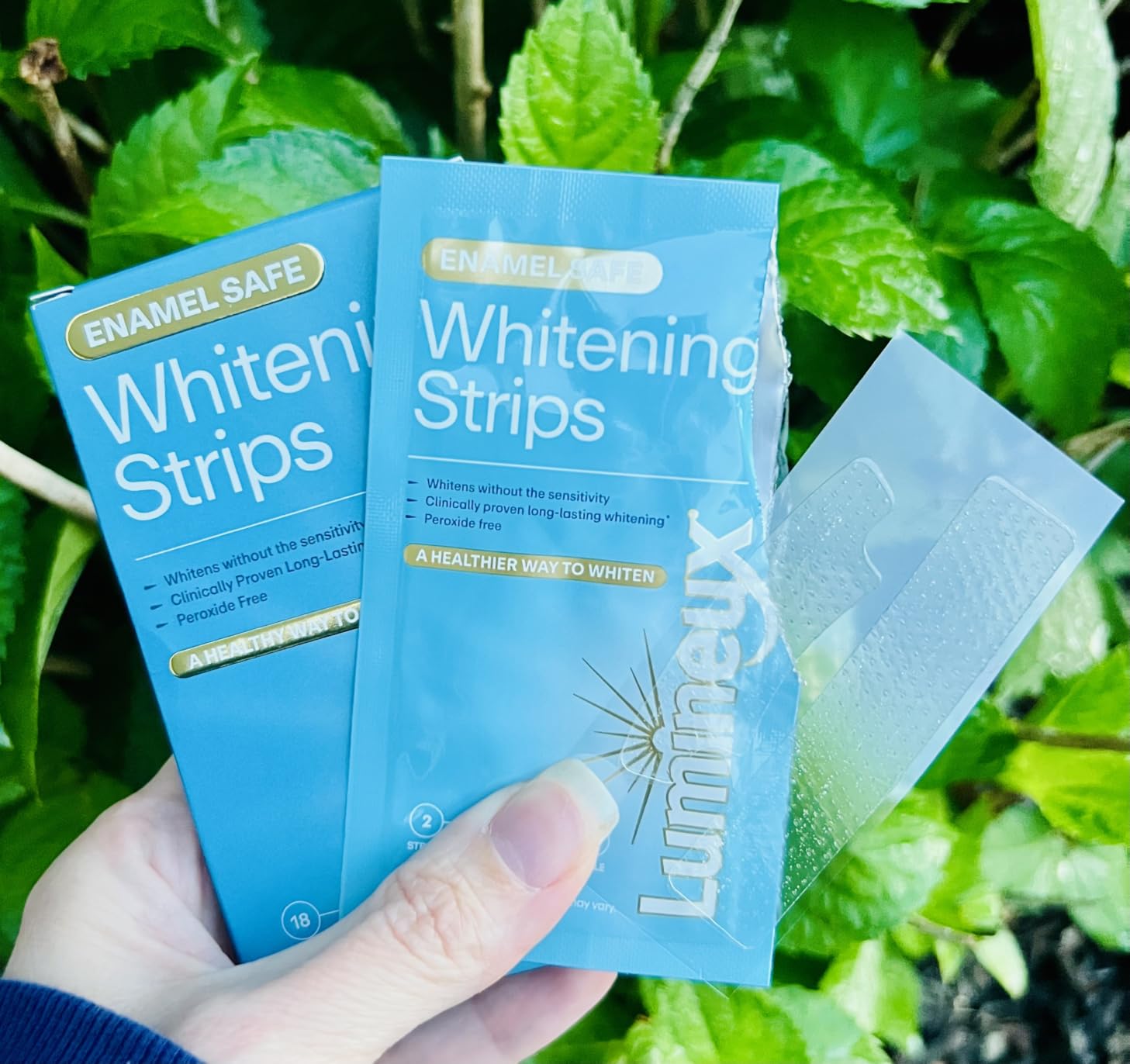 Lumineux Teeth Whitening Strips, Peroxide Free, 9 Treatments (1 Month) | Peroxide free, enamel safe, dentist formulated, clinically tested & proven, free from harsh ingredients, no sensitivity customer photo 2