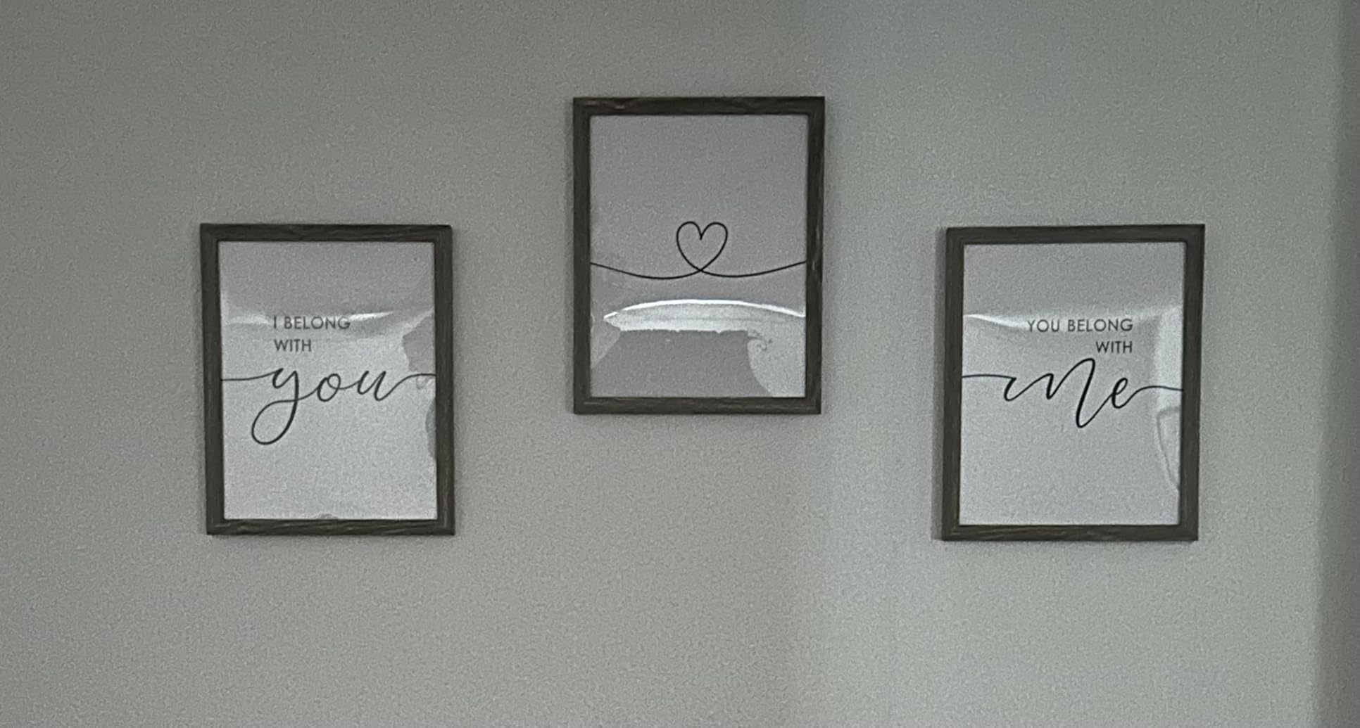 OFlyDesigns Couple Wall Art Set of 3 Prints, I Belong With You Bedroom Decor, Romantic Relationship Artwork for Husband Wife, Above Bed Decoration for Newlywed Home, Minimalist Love Wall Decor customer photo 1