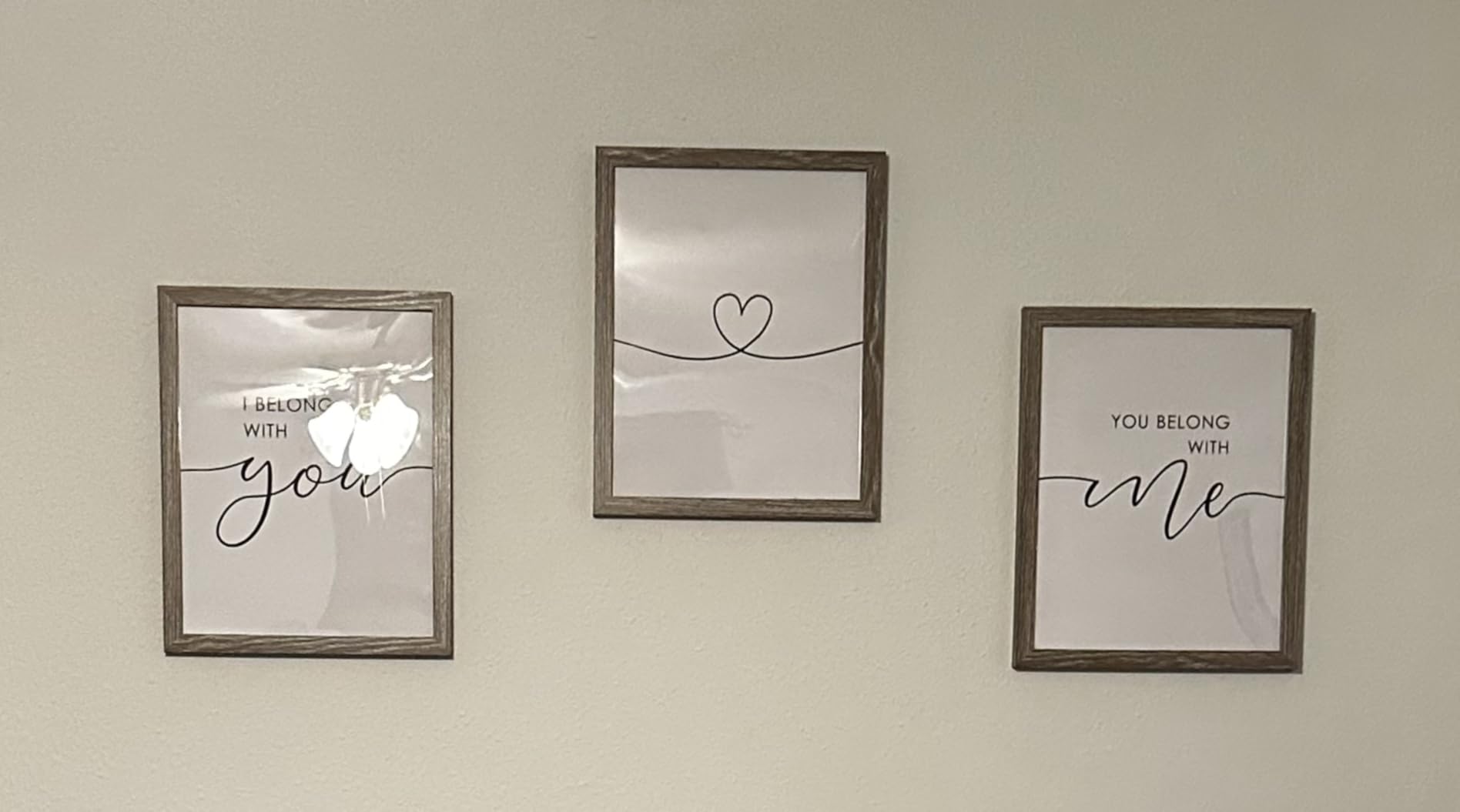 OFlyDesigns Couple Wall Art Set of 3 Prints, I Belong With You Bedroom Decor, Romantic Relationship Artwork for Husband Wife, Above Bed Decoration for Newlywed Home, Minimalist Love Wall Decor customer photo 2