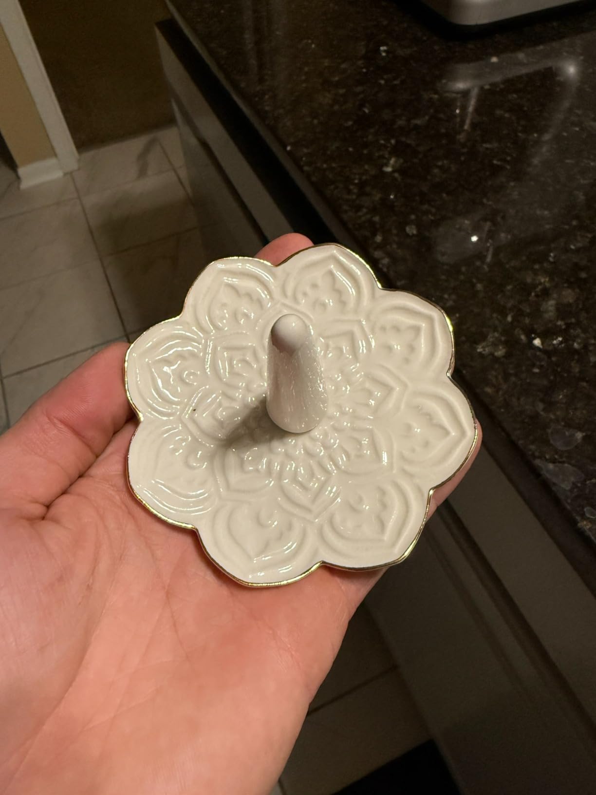 Ceramic White Mandala Jewelry Holder Decorative Ring Holder/Trinket Tray Engagement Wedding Birthday Gifts for Women Her customer photo 1