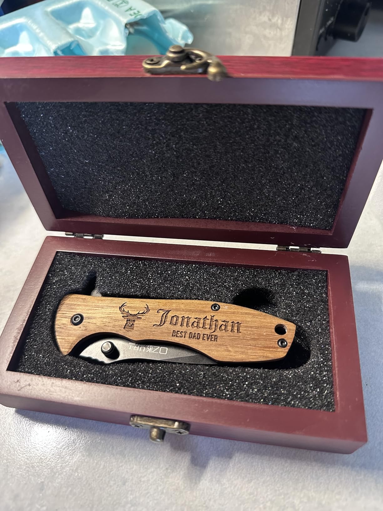 Gifts for Men, Personalized Engraved Oak Wood Pocket Knife - 36 Icons, 20 Stylish Font - Custom Pocket Knives customer photo 1