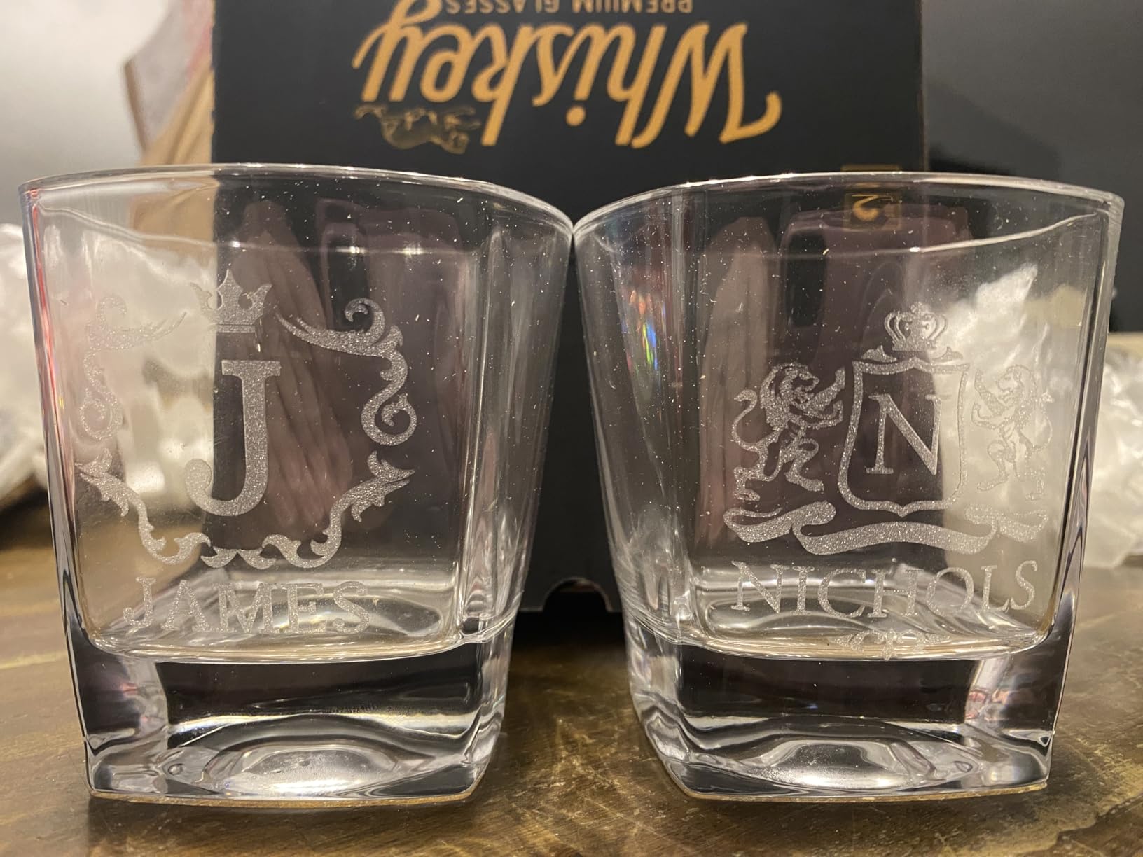 Set of 2, Monogrammed Whiskey Rocks Glasses w/ Name & Initial - Gifts for Men 9 Designs Personalized Bourbon Custom Birthday Dad, Old Fashioned Scotch customer photo 2