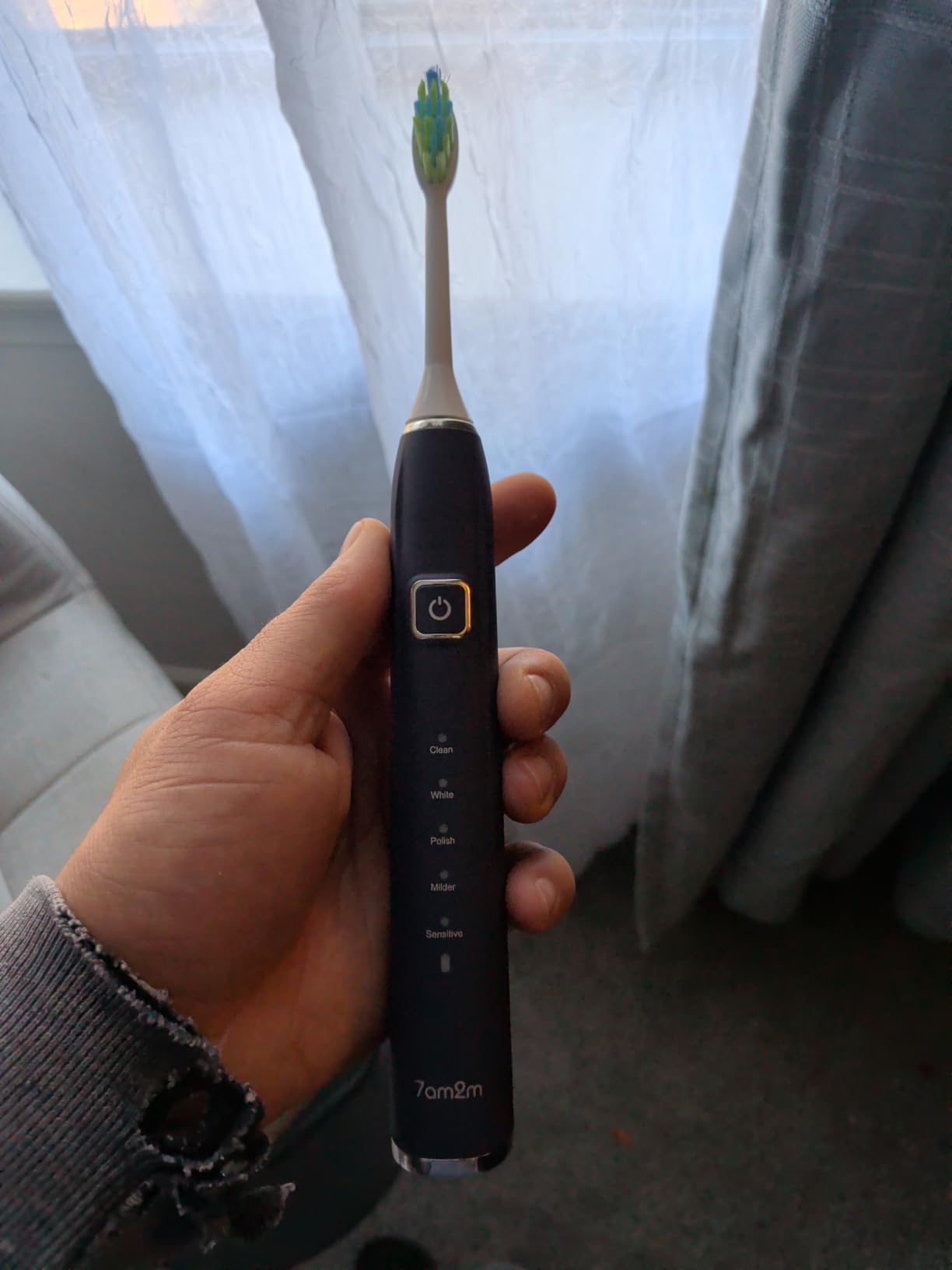 7AM2M Electric Toothbrush 2 Pack Set for Kids and Adults, 12 Brush Heads, 5 Adjustable Modes, Built-in 2-Minute Smart Timer, Wireless Fast Charge for 60 Days, IPX7 Waterproof Sonic Toothbrush (Black+Pink) customer photo 2
