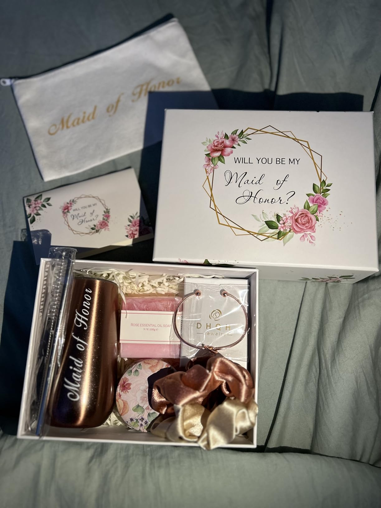 DHQH Bridesmaid Proposal Gifts Box Sets From Bride, Will You Be My Bridesmaid, 6 oz Bride Tribe Stainless Steel champagne glasses Bachelorette Party SPA Gifts customer photo 1