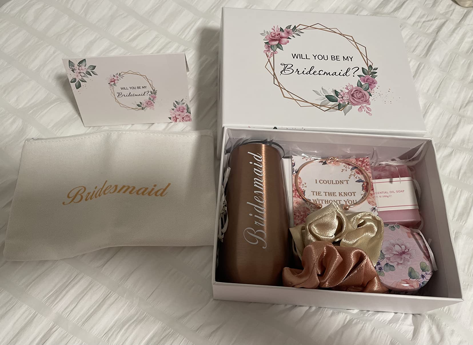 DHQH Bridesmaid Proposal Gifts Box Sets From Bride, Will You Be My Bridesmaid, 6 oz Bride Tribe Stainless Steel champagne glasses Bachelorette Party SPA Gifts customer photo 2