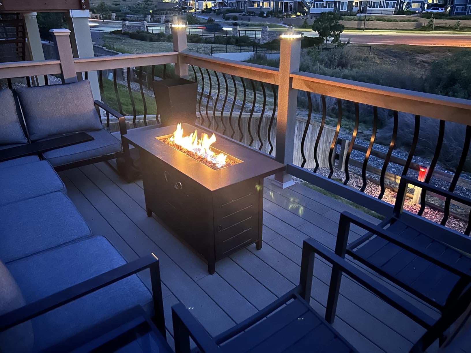 Ciays 28 Inch Propane Fire Pit CSA-Listed Outdoor Fire Pit Table, 50,000 BTU Steel Gas Fire Pits with Lid and Lava Rock customer photo 2