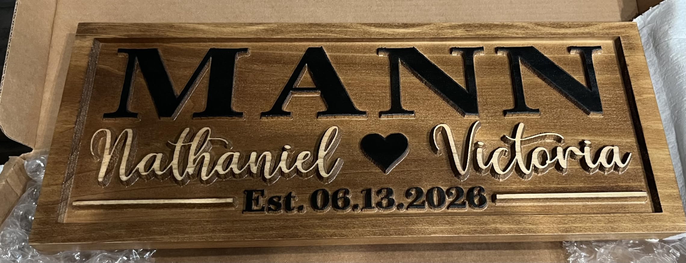 Personalized Wedding Last Name Established Wooden Sign | Engagement Gift | Wood Name Heart Sign, Bridal Shower Gift, 5 Year Anniversary customer photo 1