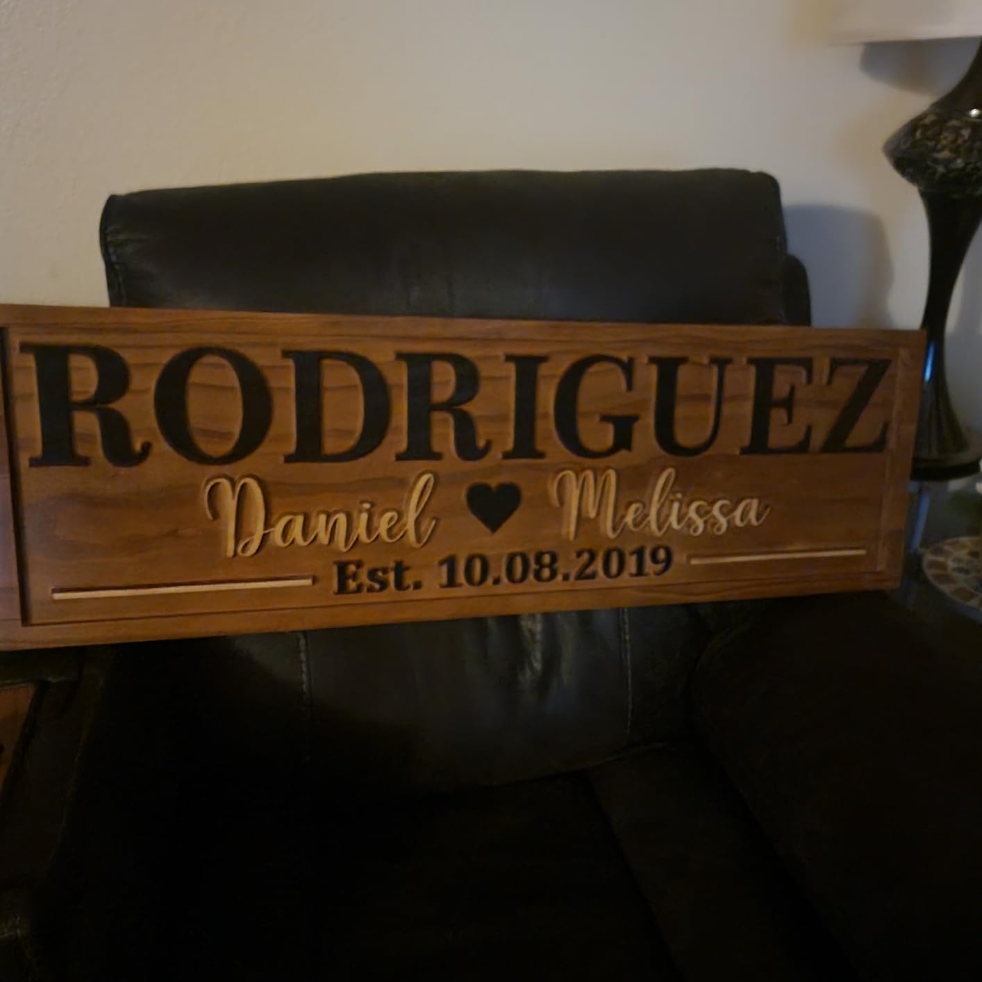 Personalized Wedding Last Name Established Wooden Sign | Engagement Gift | Wood Name Heart Sign, Bridal Shower Gift, 5 Year Anniversary customer photo 2