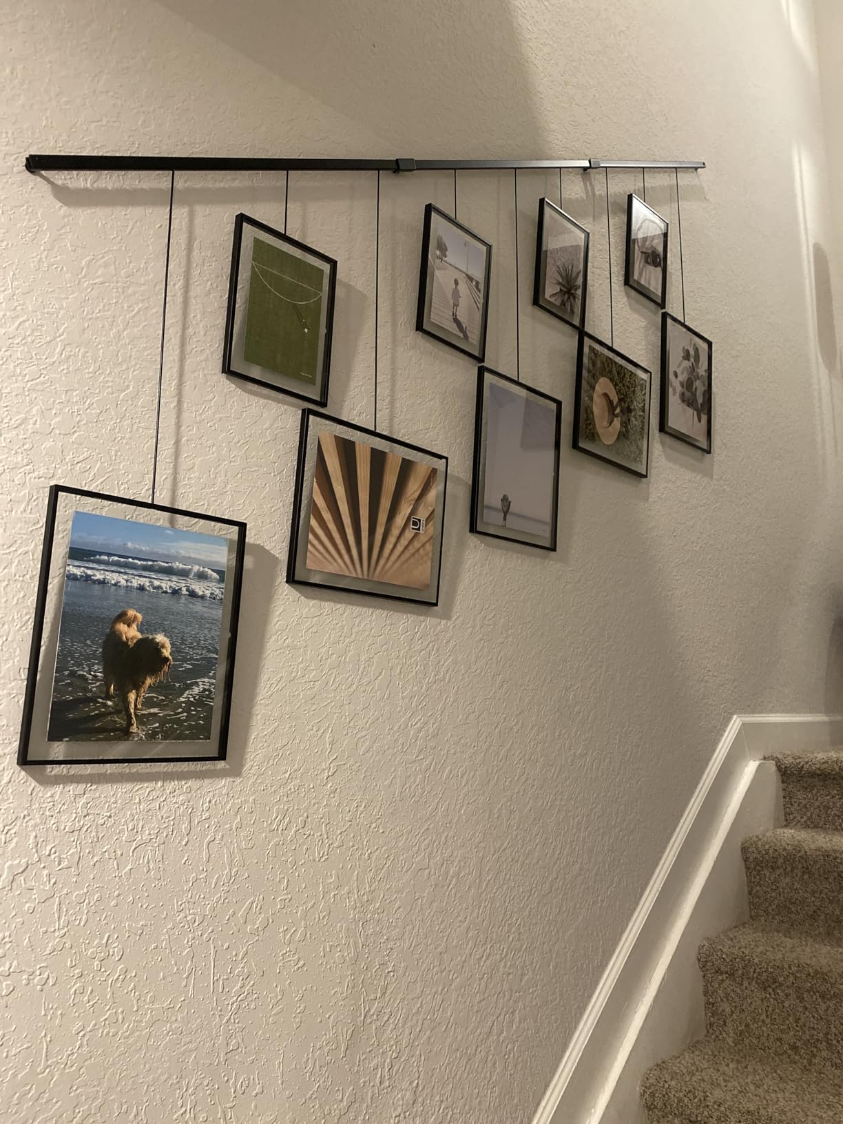 Umbra Exhibit Gallery Picture Frames, Adjustable Wall, Set of 9, Black | Steel, movable hanging rods, holds 8x10 and 5x7 sizes, minimal screw holes, mounting hardware included customer photo 1