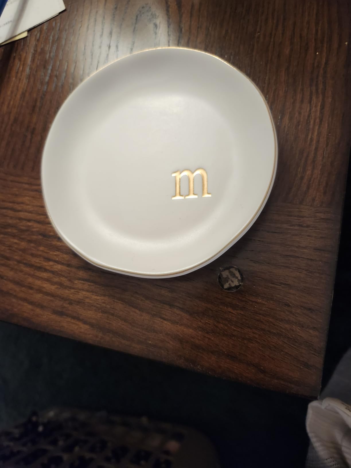 COLLECTIVE HOME Ceramic Jewelry Tray, Trinket Dish, Gifts for Women - Engagement Gifts, Vanity, Nightstand Decor, Embossed Gold Monogram Ring Dish with Gift Box customer photo 2