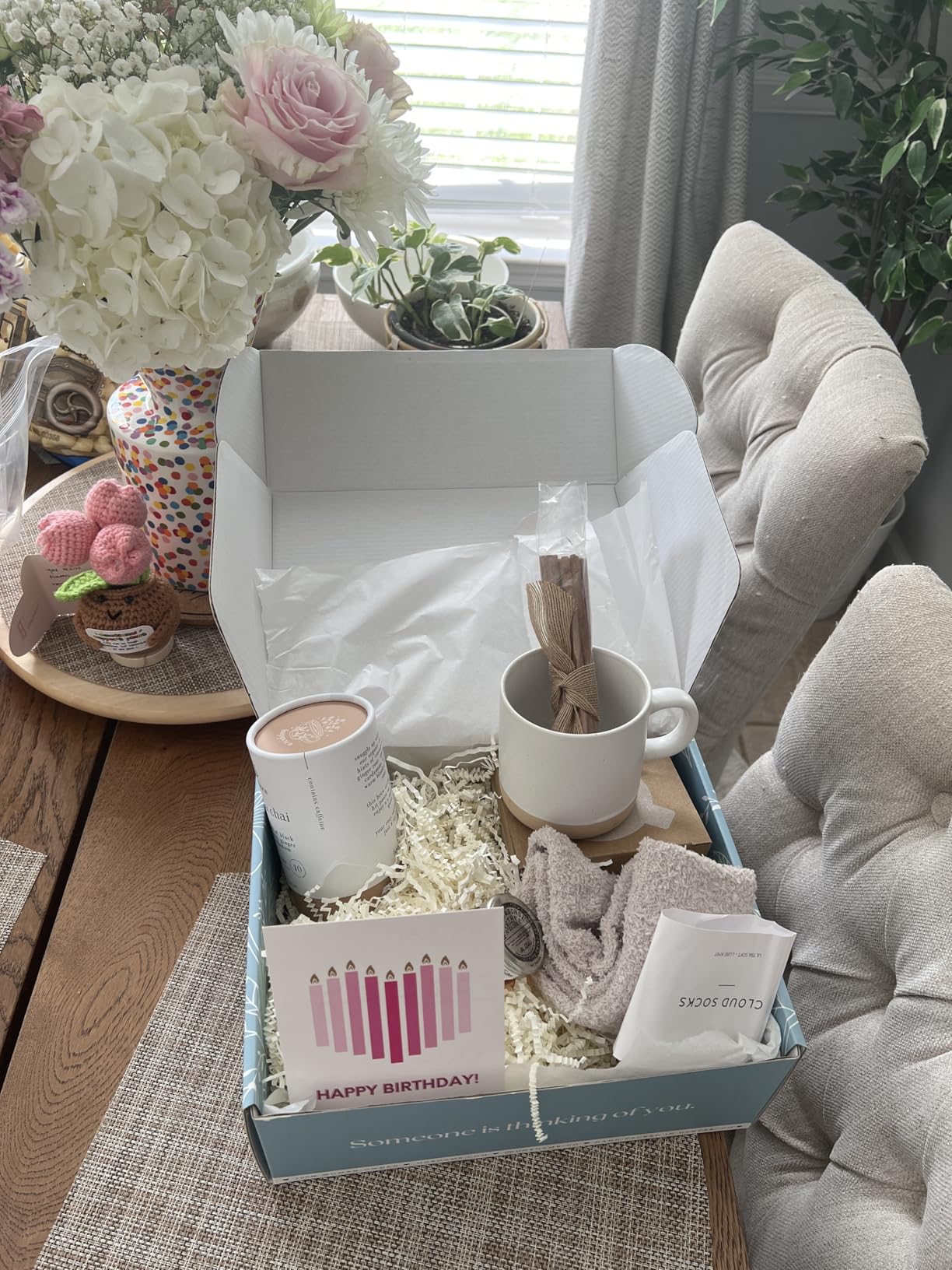 UnboxMe Tea Gift Basket for Women - Valentines Self Care Box with Cozy Socks, Mug, Chai Tea, Honey & Cinnamon, Relaxation Care Package customer photo 1
