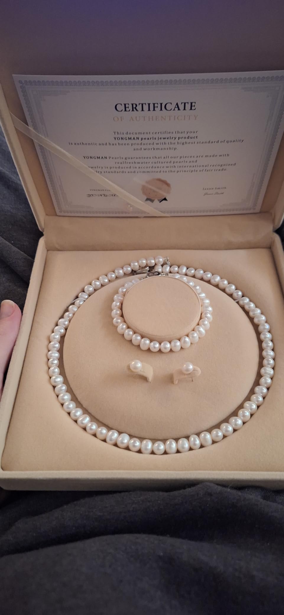 Freshwater Cultured Pearl Necklace Set Includes Stunning Bracelet and Stud Earrings Jewelry Set for Women Gift for Mother's Day, Anniversary, Birthday, Wedding customer photo 2