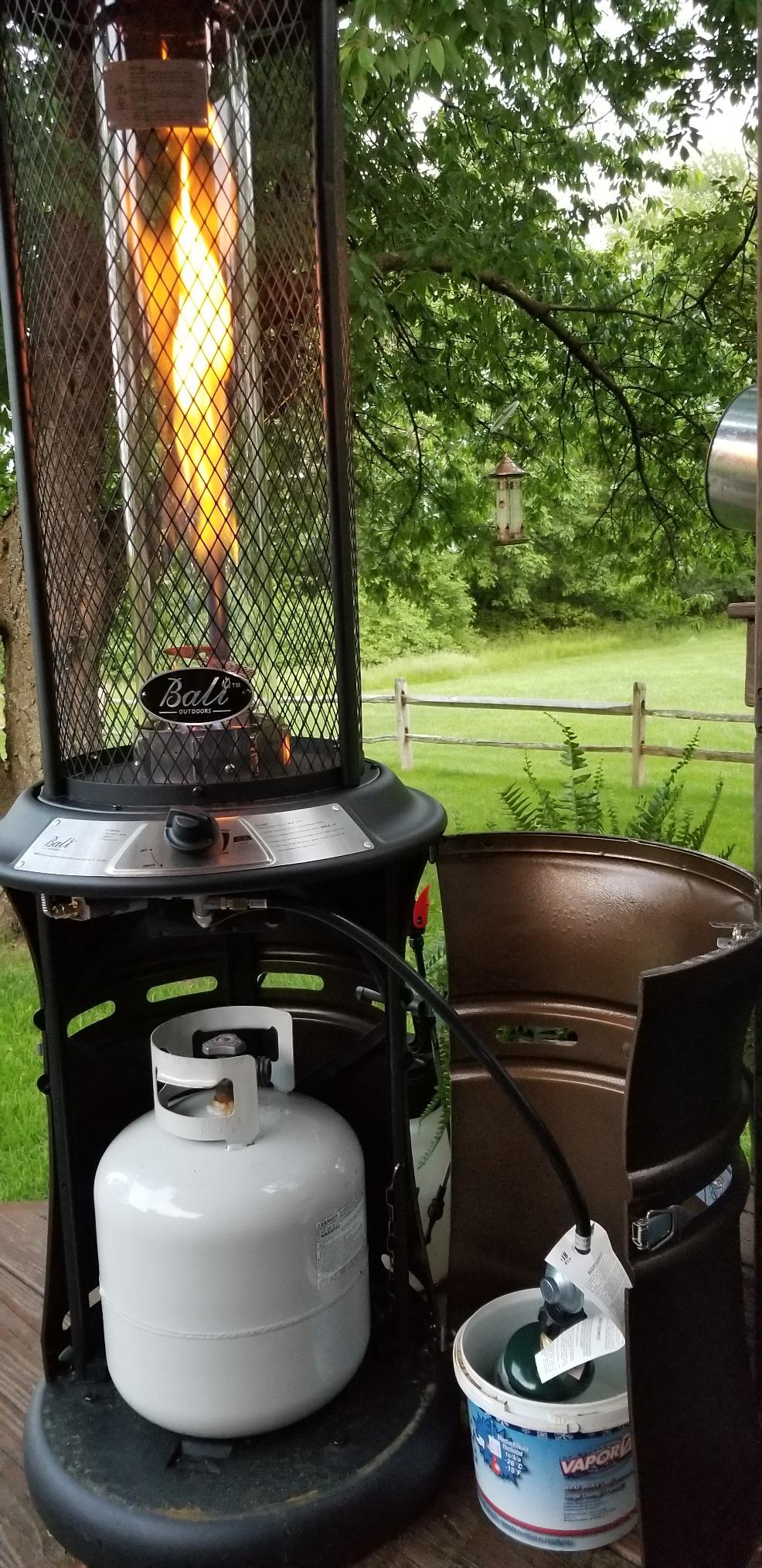 BALI OUTDOORS Gas Patio Heater | Floor-Standing Outdoor Commercial Heater, Round Dancing Flame, Wheels, Glass Tube customer photo 2