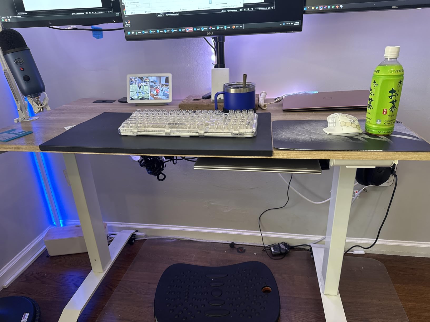 SHW 55 x 28 Electric Height Adjustable Standing Desk w/Drawer, Walnut | w/ Memory Presets and Cable Management | Drawer with adjustable compartments | Hanging Hooks customer photo 2