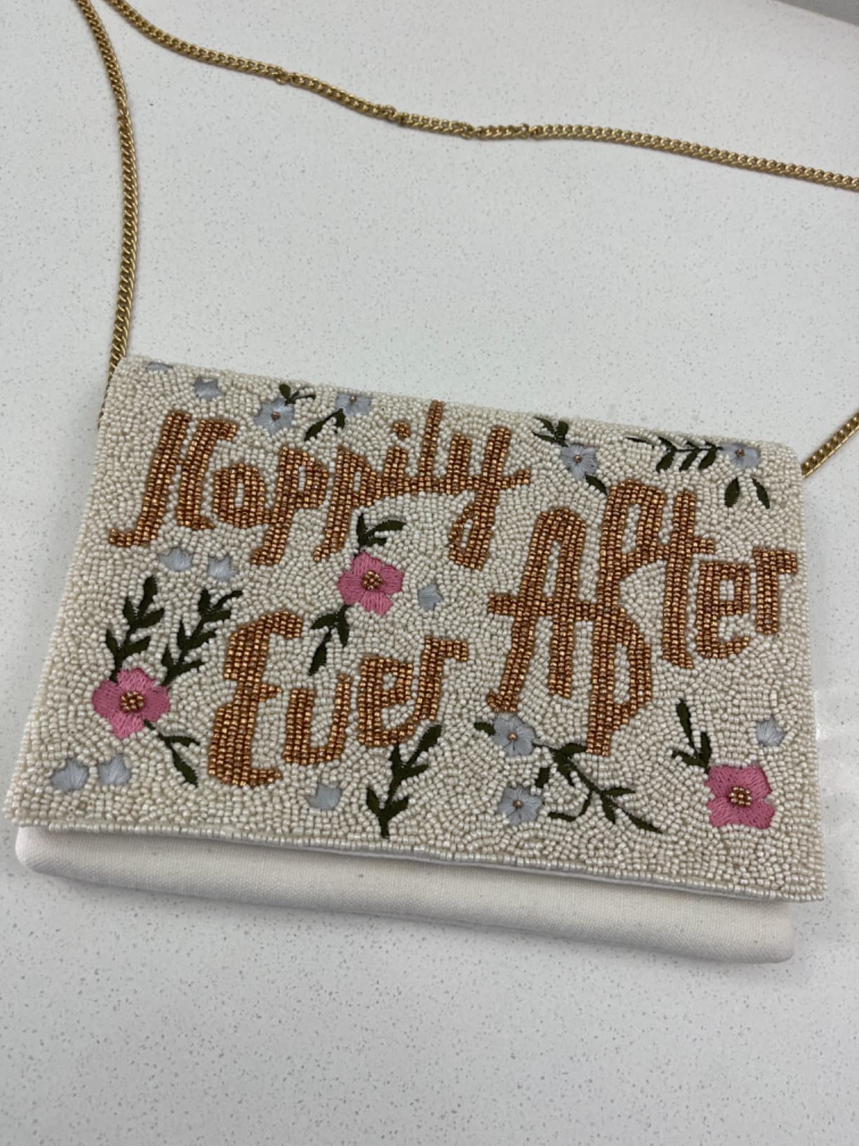 HAPPILY EVER AFTER Beaded Clutch, Floral Bridal Purse customer photo 2