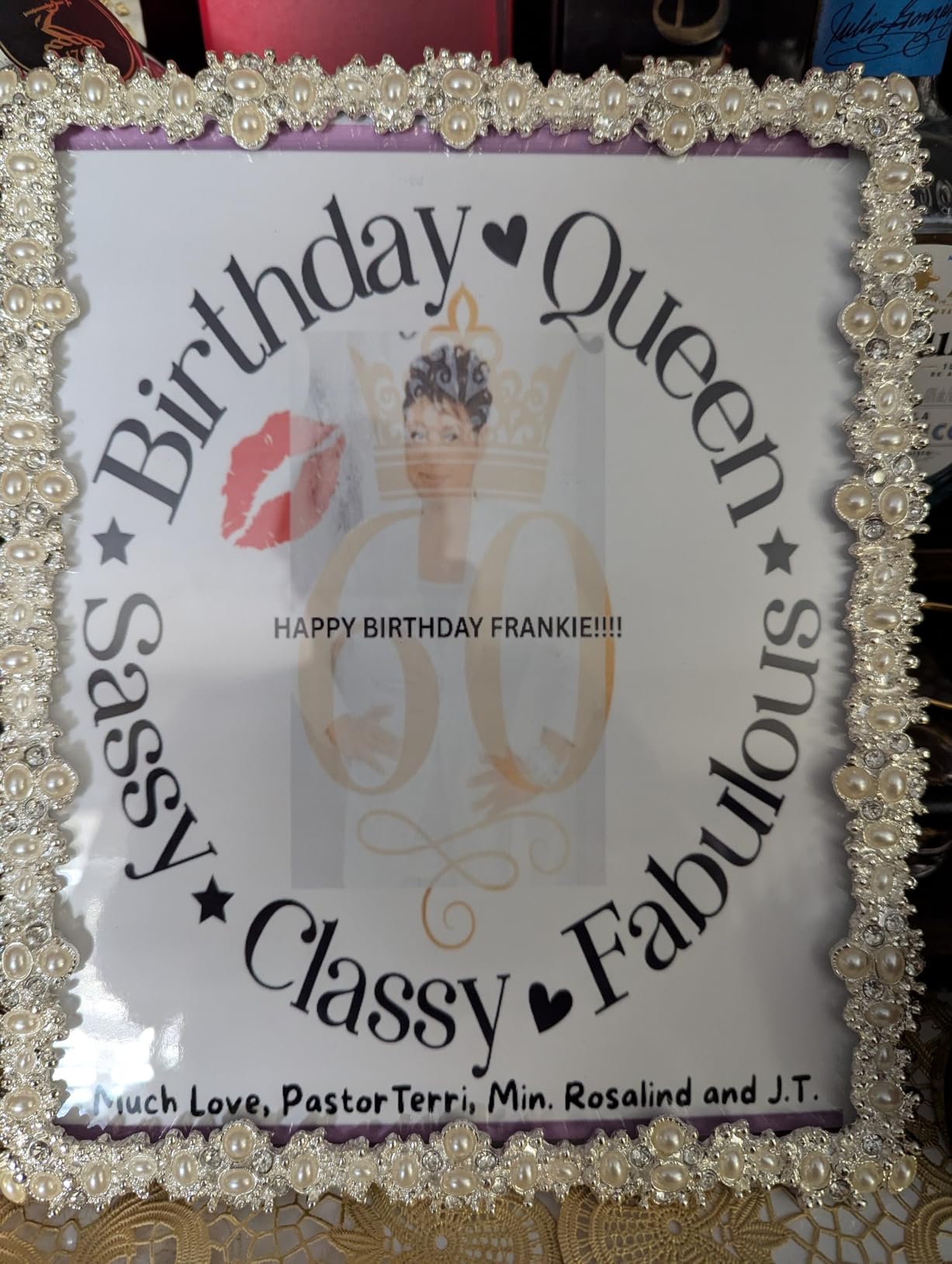 8x10 Picture Frame with Pearl for Wedding, Silver Plated Photo Frames with High Definition Glass Frames with Rhinestones, Tabletop or Wall Mounting Display customer photo 2