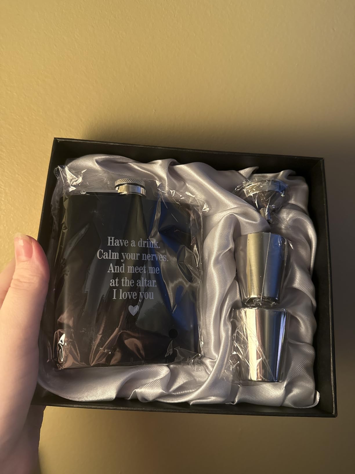 Groom Gifts from Bride on Wedding Day, Gifts for Groom to be, Fiance for Him, Wedding Gift for Husband, Hip Flask (GB) customer photo 1