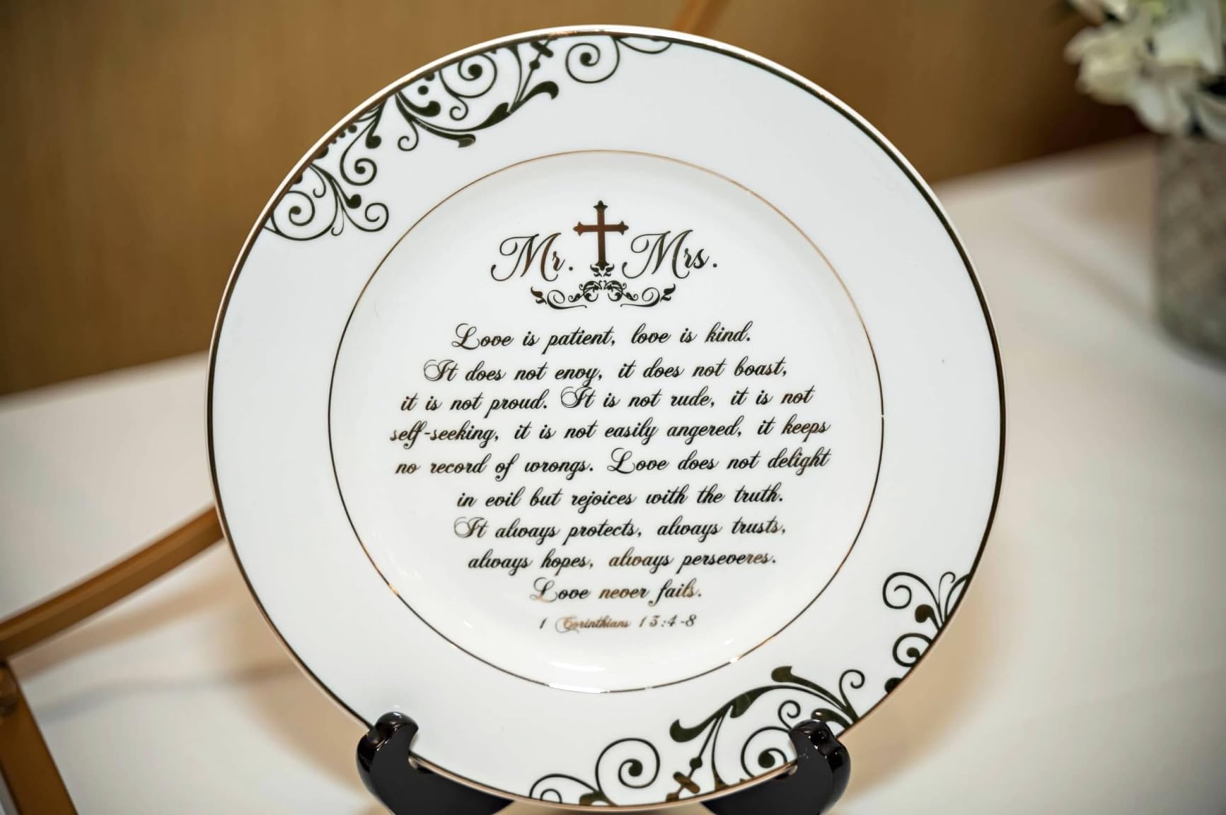 Urllinz 1st Anniversary Plate with 24k Gold Foil - 1 Year Paper Anniversary Wedding Gifts Decorations for Him Couples Wife Husband, Ceramic 9