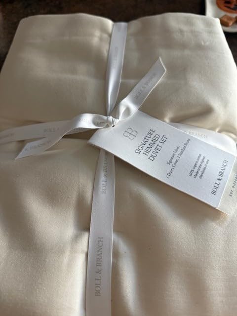 BOLL & BRANCH Signature Hemmed Duvet Set, Full/Queen, White | 1 Duvet Cover, 2 Shams - Luxury 100% Organic Cotton - Buttery Soft, Hidden Closures customer photo 2