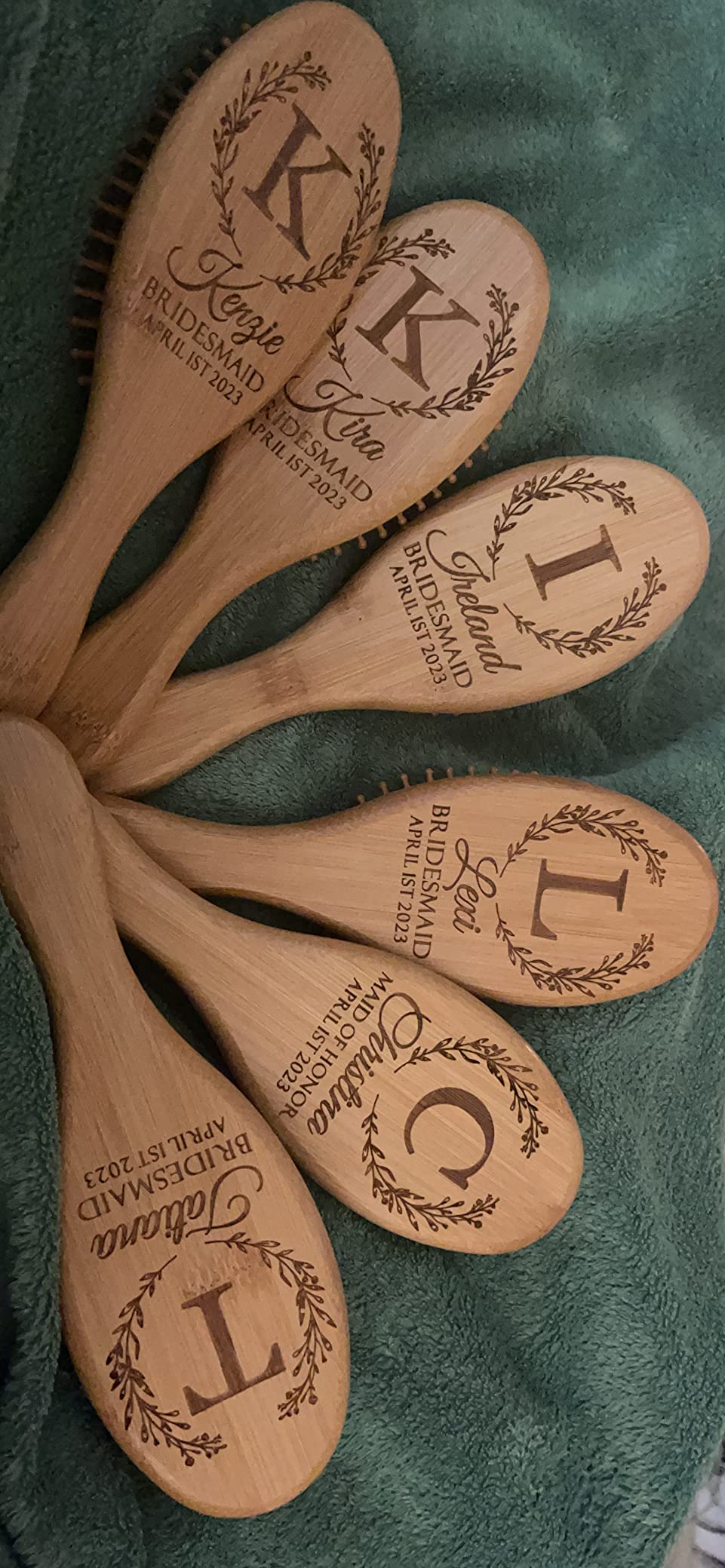 Personalized Bridesmaid Gifts, Customized Hair Brush for Maid of Honor, Matron of Honor, Flower Girl, Custom Name Wooden Hairbrush Set, Bridesmaid Proposal, Bridal Shower, Bachelorette Party Presents customer photo 2