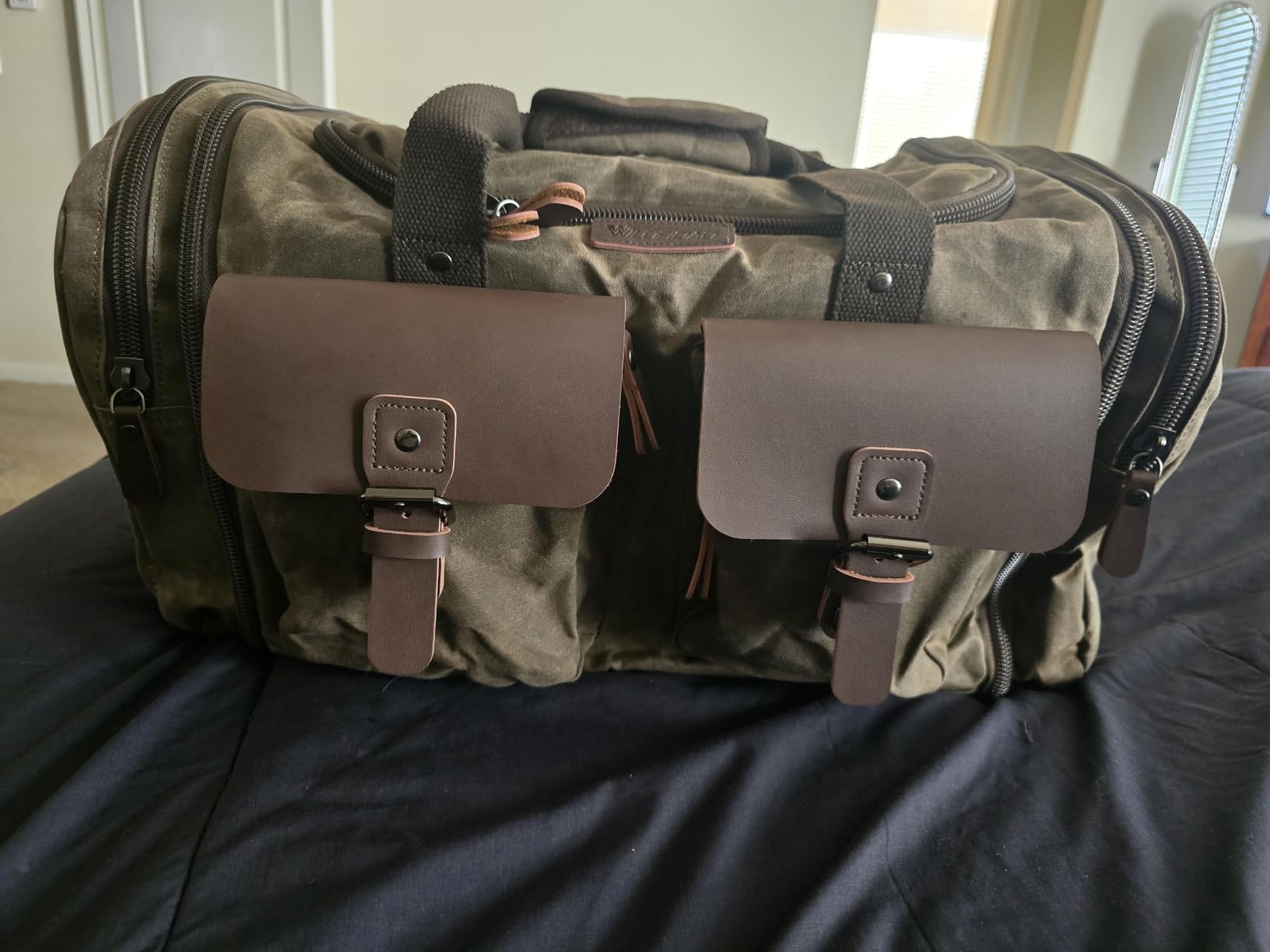 Wildroad Waxed Canvas Genuine Leather 50L Waterproof Duffle Bag - Vintage Travel Weekender Overnight Carry On customer photo 1