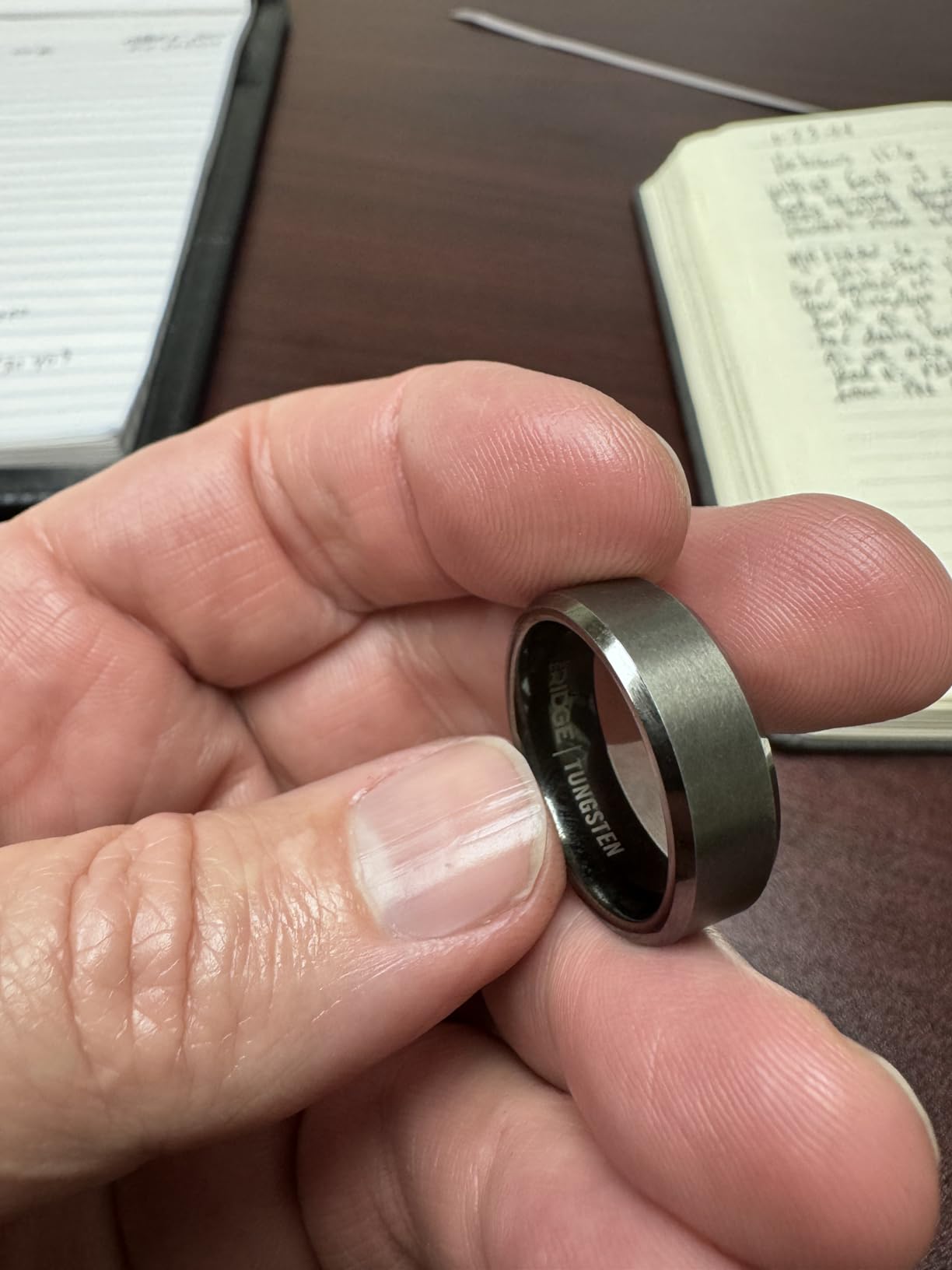 The Ridge Tungsten Rings For Men - Mens Wedding Band - Strong, Durable, and Scratch-Resistant Beveled Ring With Silicone Band customer photo 2
