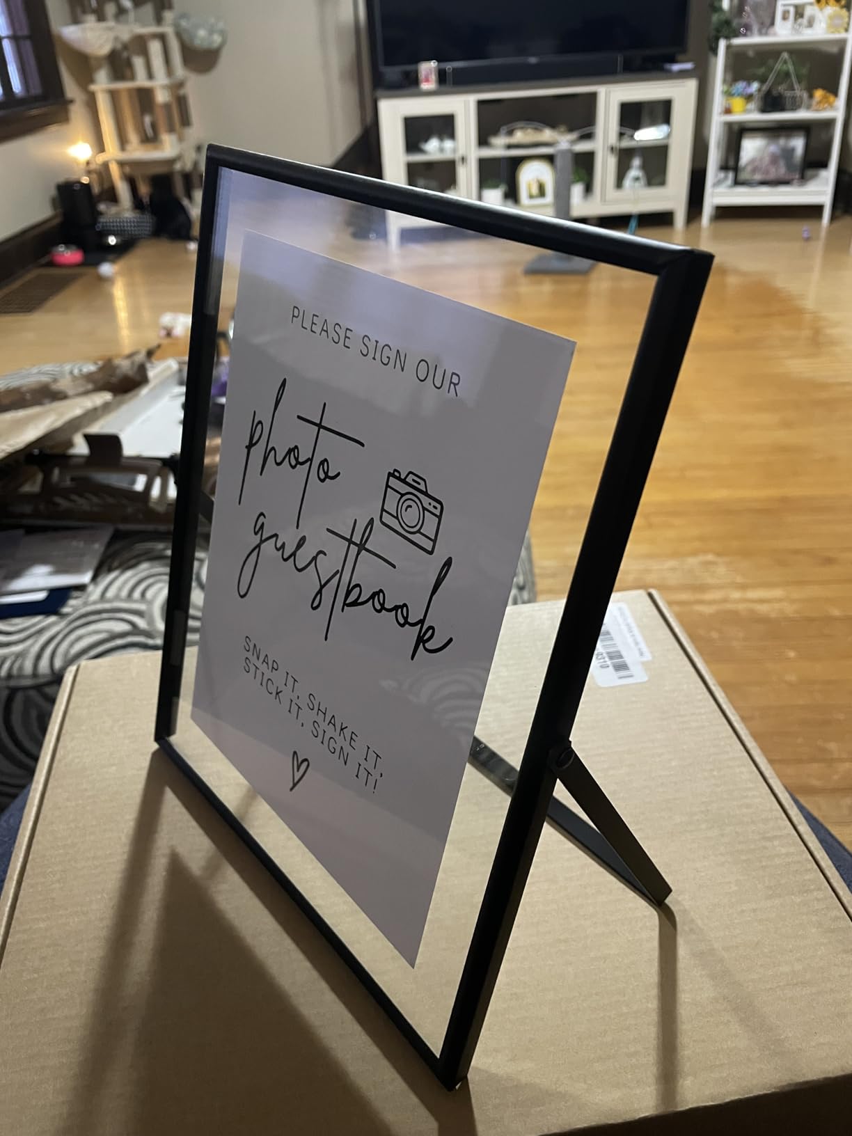 Calculs Wedding Photo Guest Book Sign, 8x10 Gold Floating Picture Frame | Double glass metal frame, fits 6x8 insert, photo guest book station customer photo 1