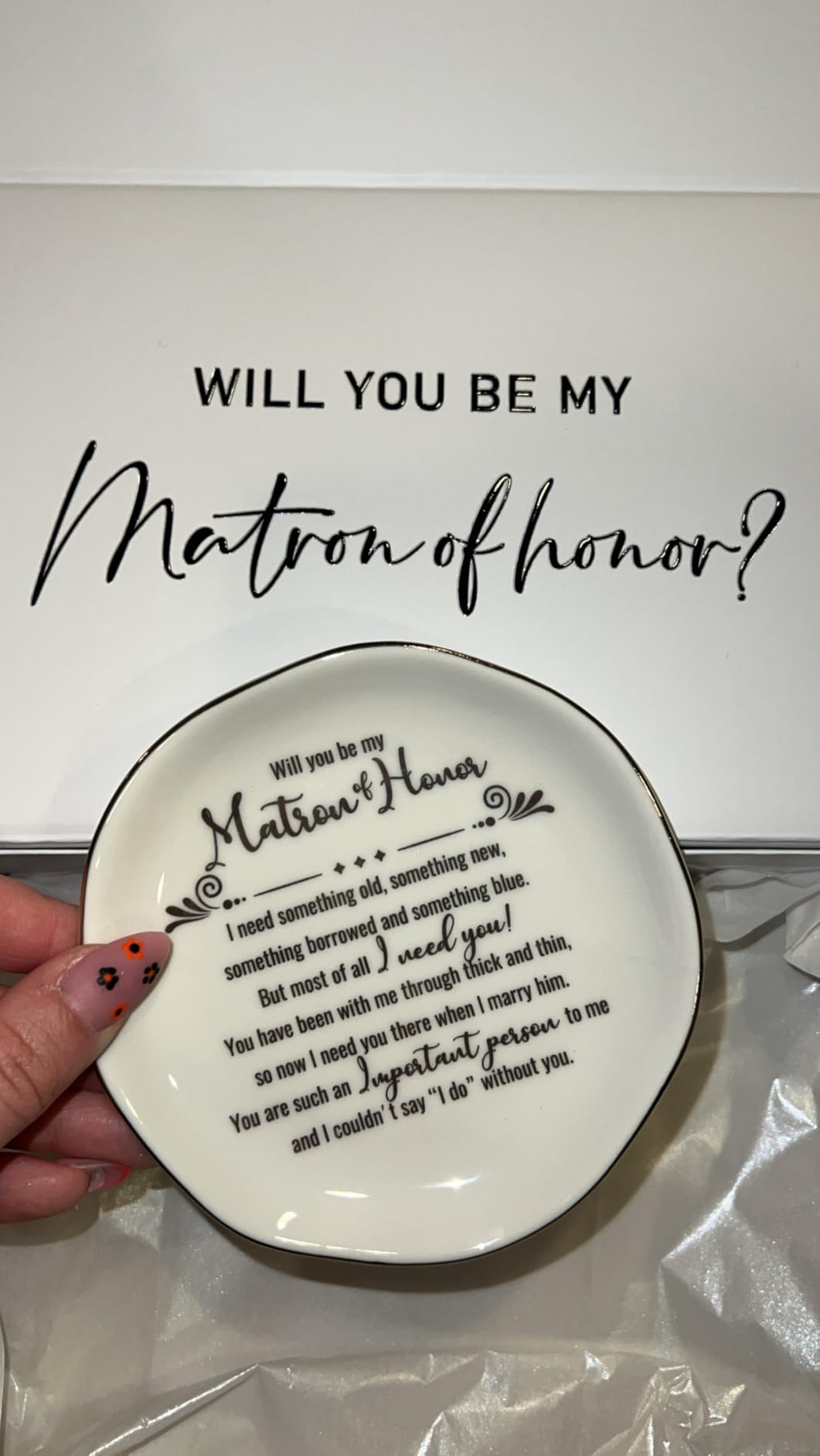 HOME SMILE Initials Ring Dish Jewelry Tray with Personalized B-Monogrammed Engagement Wedding Gifts for Friends,Sister,Birthday Christmas Gifts for Women,Ceramic White customer photo 2