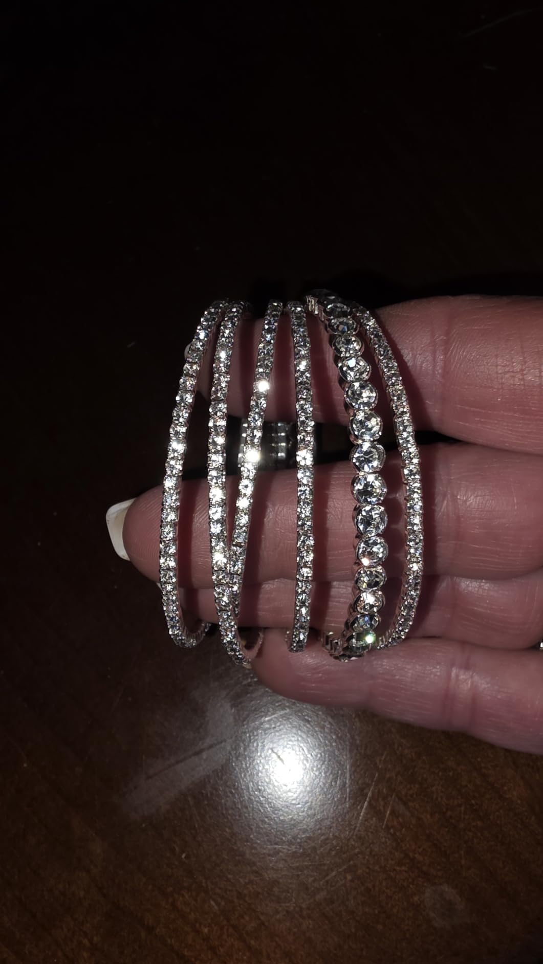 Suyi Rhinestone Bracelet for Women Silver Multilayer Cuff Bracelet Crystal Bridal Bracelets customer photo 1