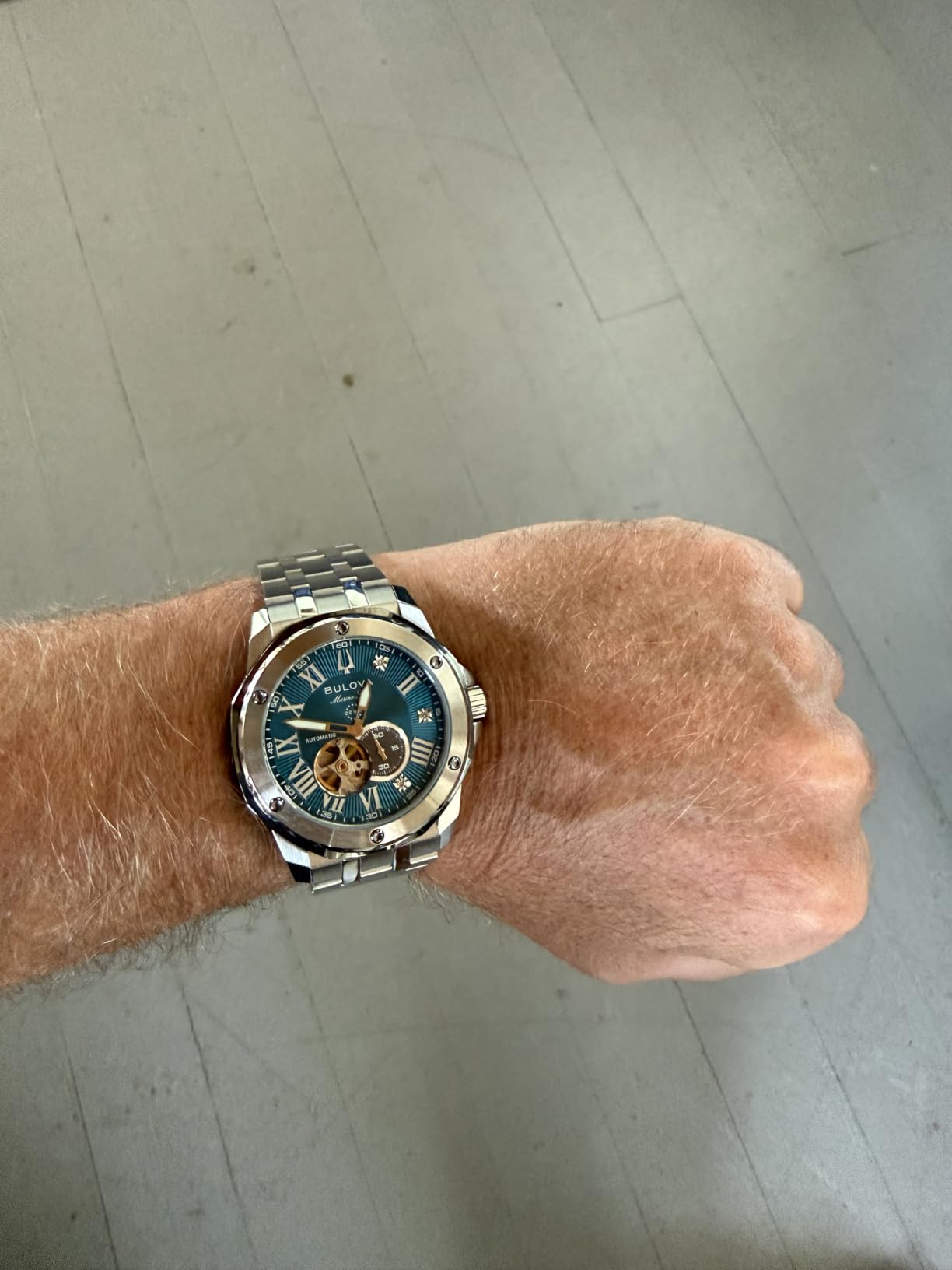 Bulova Marc Anthony Men's Automatic Marine Star Stainless Steel Watch, Diamond Accent Blue Sunray Dial customer photo 1
