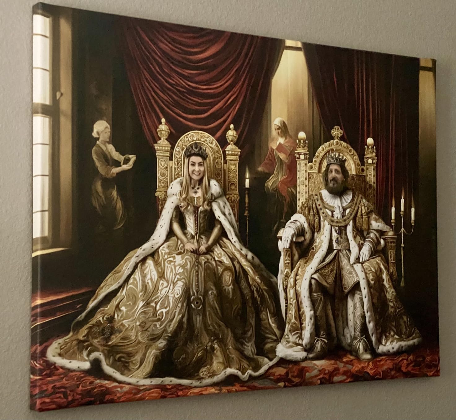 Turn Me Royal Custom Couple Portrait from Your Photo, Canvas Wall Art as Personalized Gifts for Couples, Funny Gift Ideas (The American Gothic, 18