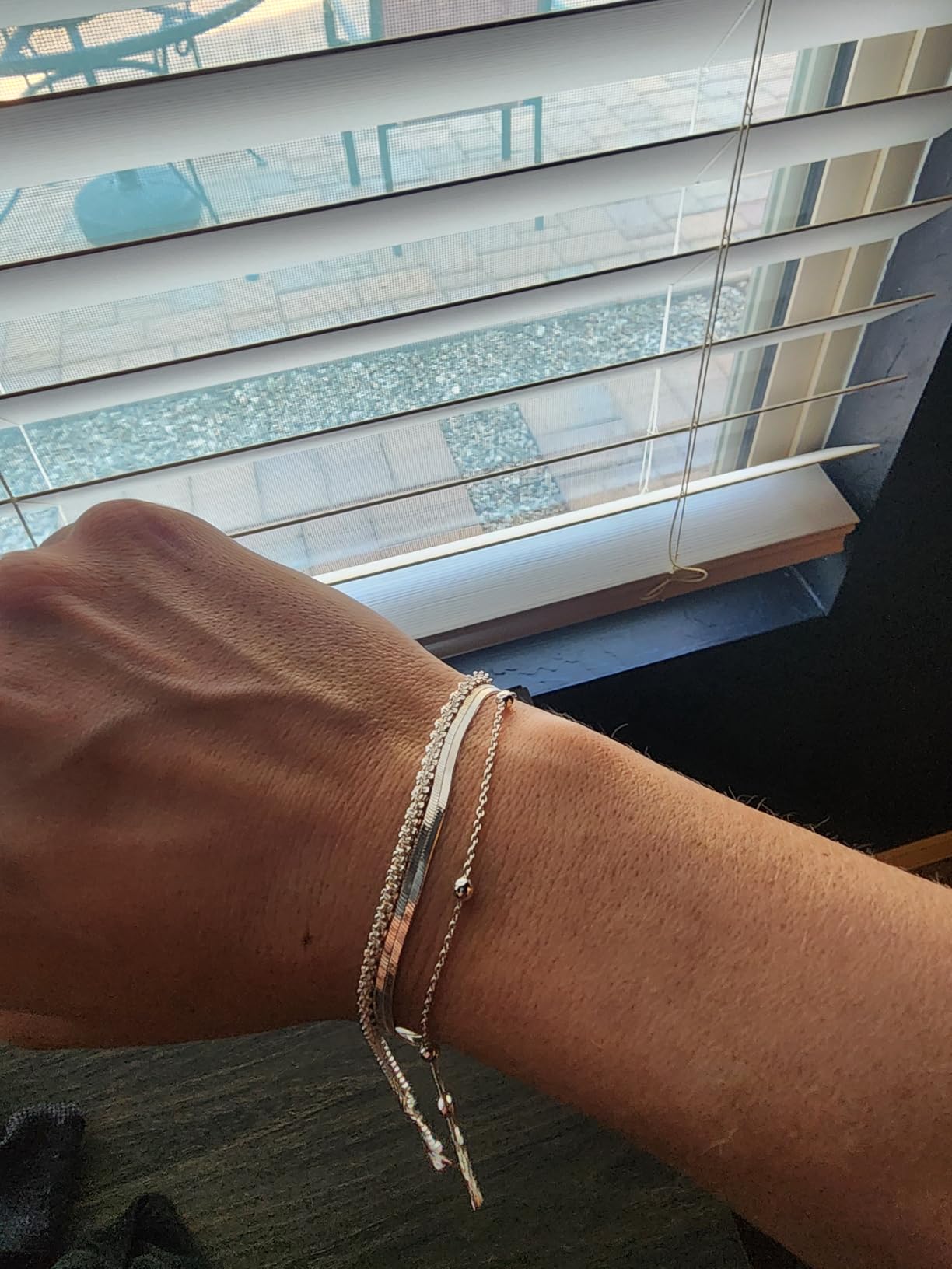 Silver Bracelets for Women, 3-Piece 14k Silver Plated Dainty Stackable Bracelet Set, Snake & Bead Chain, Adjustable Jewelry, Wedding & Bridesmaid Gift customer photo 2