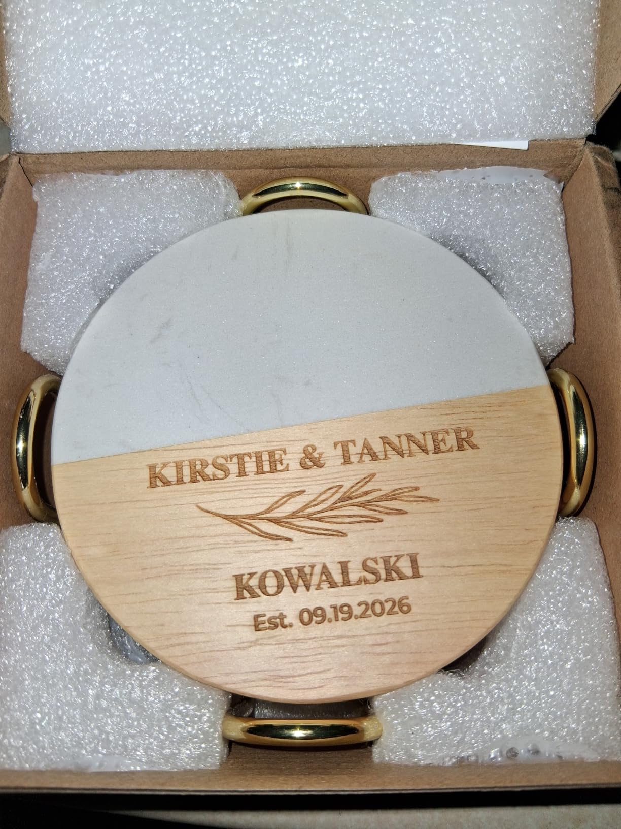 Personalized Coasters, Wedding Gift for Couple, Custom, Premium Craftsmanship Durability Tested, Custom Bar Coasters for Drinks with Monogram Engraved, Great Newlywed customer photo 1