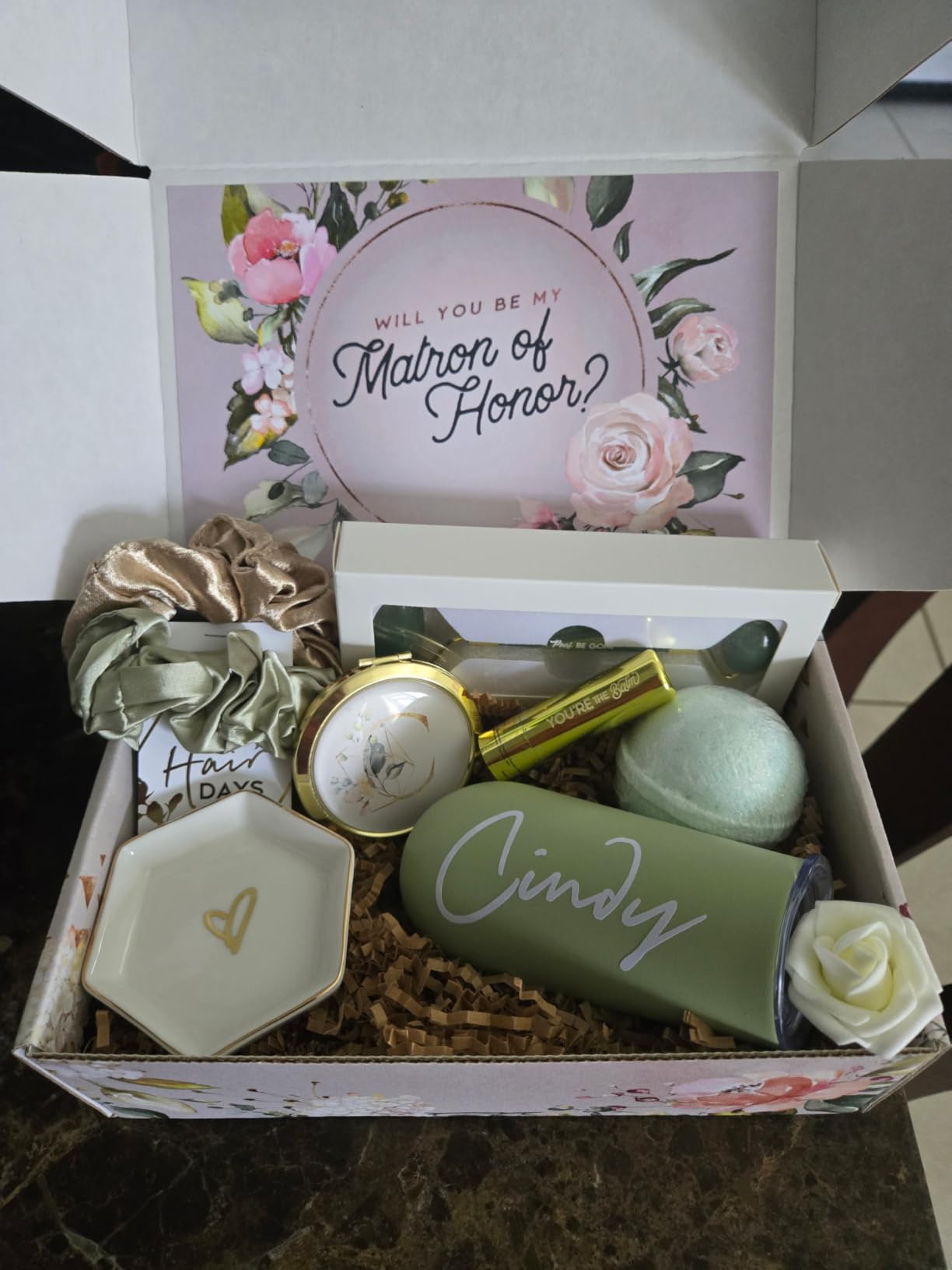 Sincerely, Me Personalized Bridesmaid Proposal Gift with Gold Premium Spa Set for Cream Bridesmaid Gifts (PB1) customer photo 1