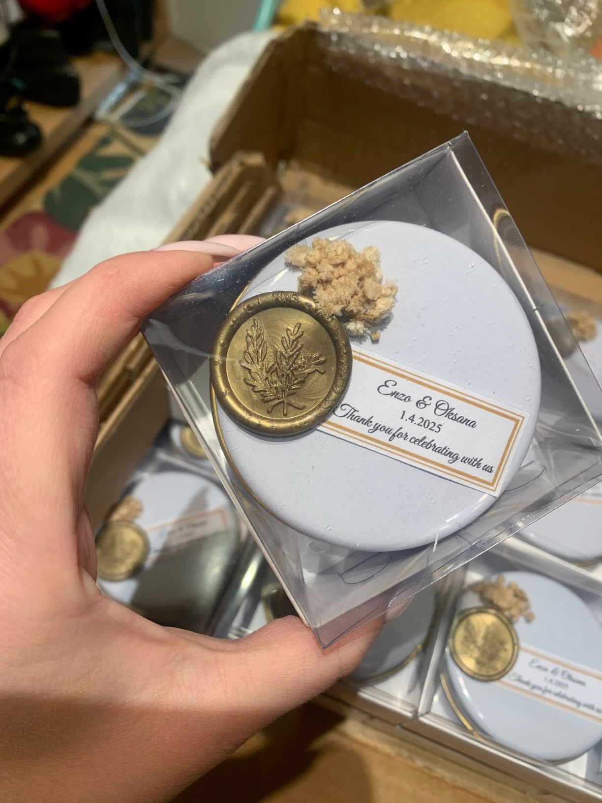 Luxury Scented Candles with Mini Bouquets - Personalized Favors for Weddings, Showers, Birthdays - Beautifully Stamped Wedding Decorations, Elegant Hand-Poured Soy Candles (10 PCS, with Gift Box) customer photo 1