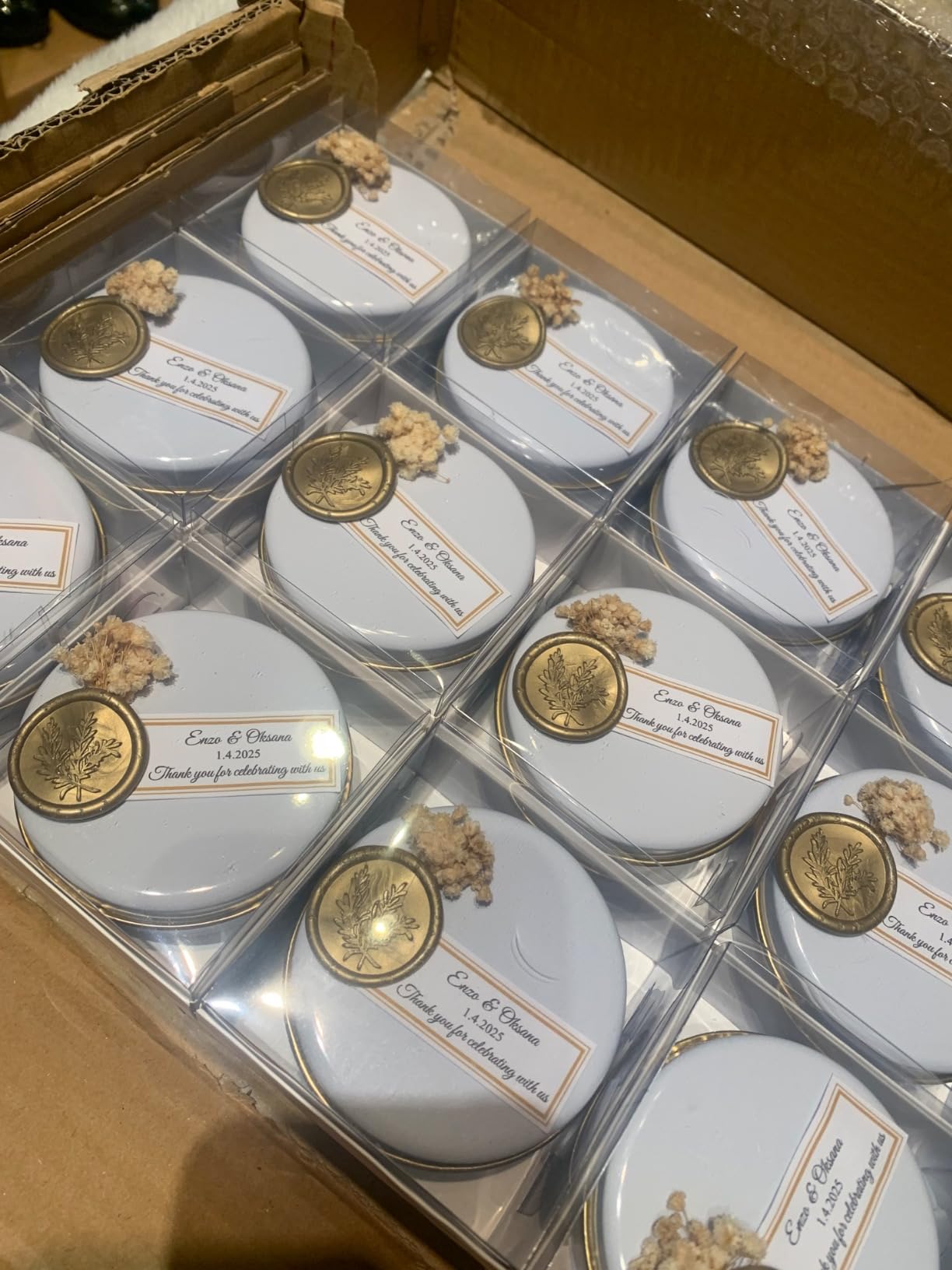 Luxury Scented Candles with Mini Bouquets - Personalized Favors for Weddings, Showers, Birthdays - Beautifully Stamped Wedding Decorations, Elegant Hand-Poured Soy Candles (10 PCS, with Gift Box) customer photo 2