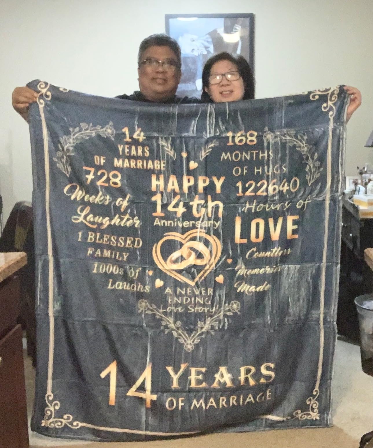 Mosslink 1st Anniversary Paper Gifts for Couple Husband Wife, 1 Year Anniversary Wedding Gifts for Him Her, First Anniversary Marriage Gifts, Romantic Bed Throw Blanket 60