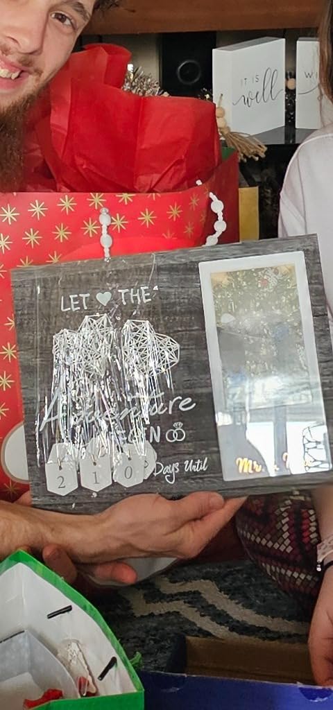 Engagement Gifts for Couple, Wedding Countdown Heart Thumbprint Picture Frame and Ink Kit, Bride to be Gift, Cool Engagement Present for Her Women, Fiance Gifts customer photo 1