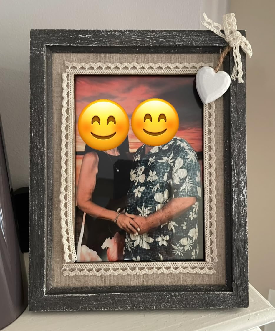 Afuly 8x10 Rustic Farmhouse Picture Frame White Heart, Solid Wood, HD Real Glass, Hanging and Standing, Wedding Birthday Gift for Couple Mom customer photo 1
