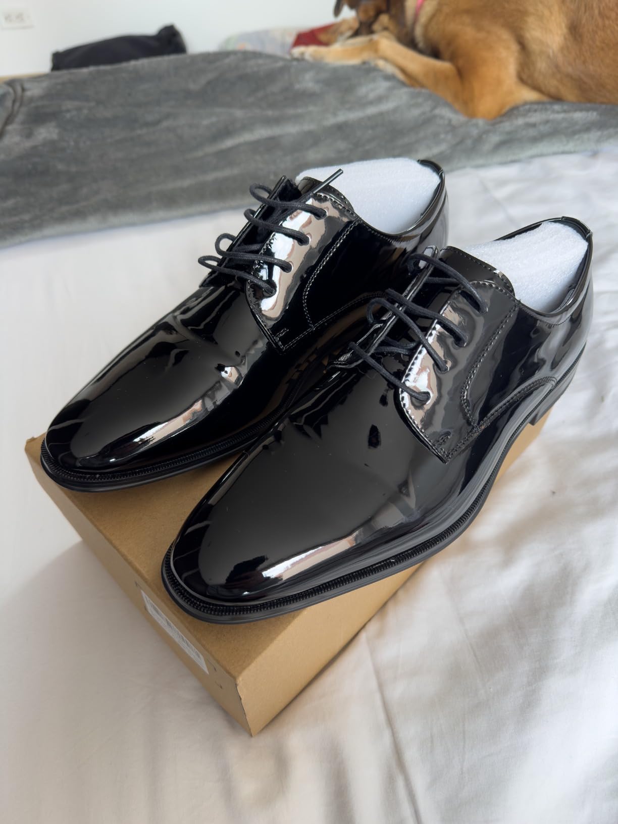 DECARSDZ Mens Classic Formal Oxford Lace-up Patent Leather Shoe for Men Wedding Suit Tuxedo Dress Shoes customer photo 2