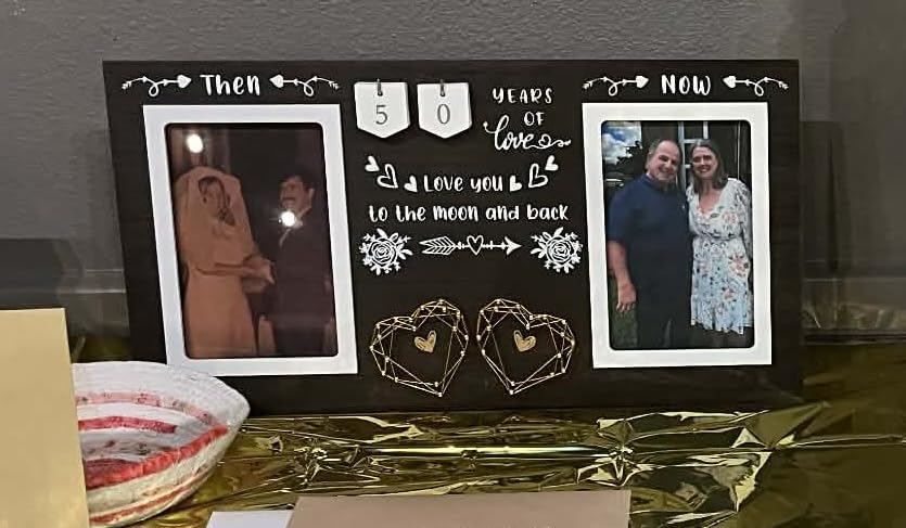 Then & Now Anniversary Picture Frame for Couple - Wedding Picture Frame, Holds Two 4x6 Photos, White customer photo 1