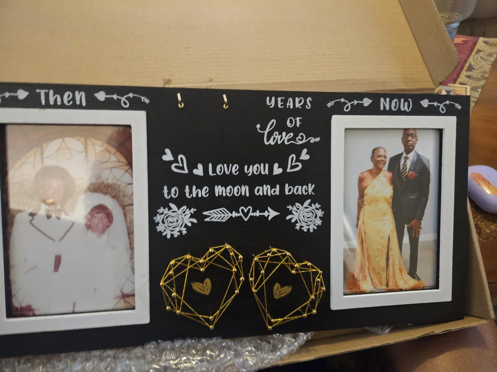 Then & Now Anniversary Picture Frame for Couple - Wedding Picture Frame, Holds Two 4x6 Photos, White customer photo 2